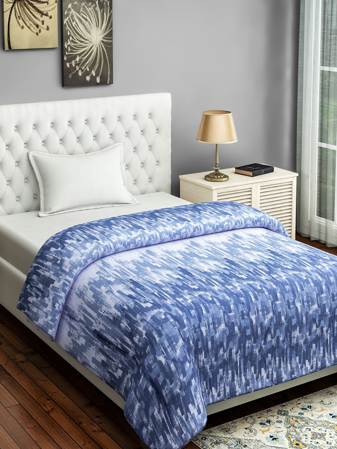 

SWAYAM Blue Floral AC Room 150 GSM Single Bed Comforter