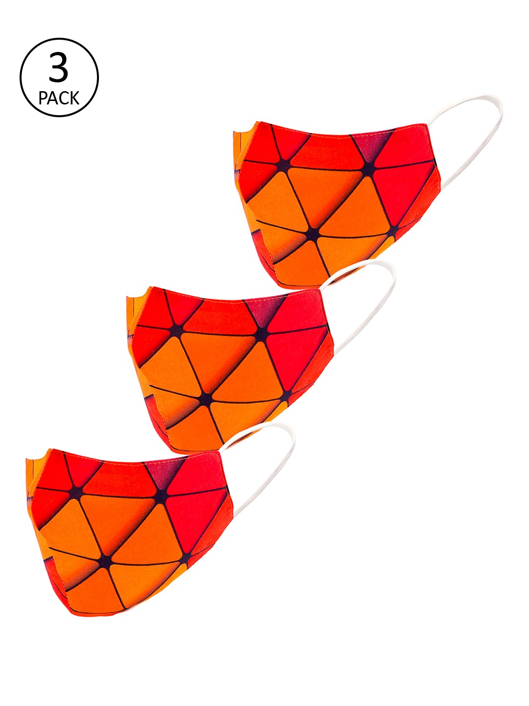 

LEGAL BRIBE Unisex 3 Pcs 3 Ply Printed Reusable Cloth Masks, Orange