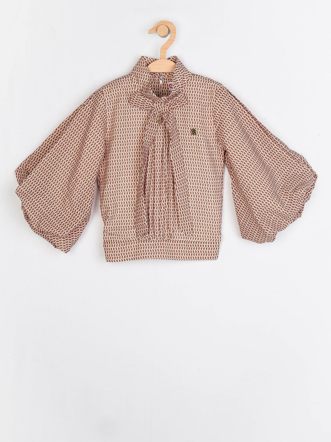 

Peppermint Girls Yellow & Maroon Printed Blouson Top
