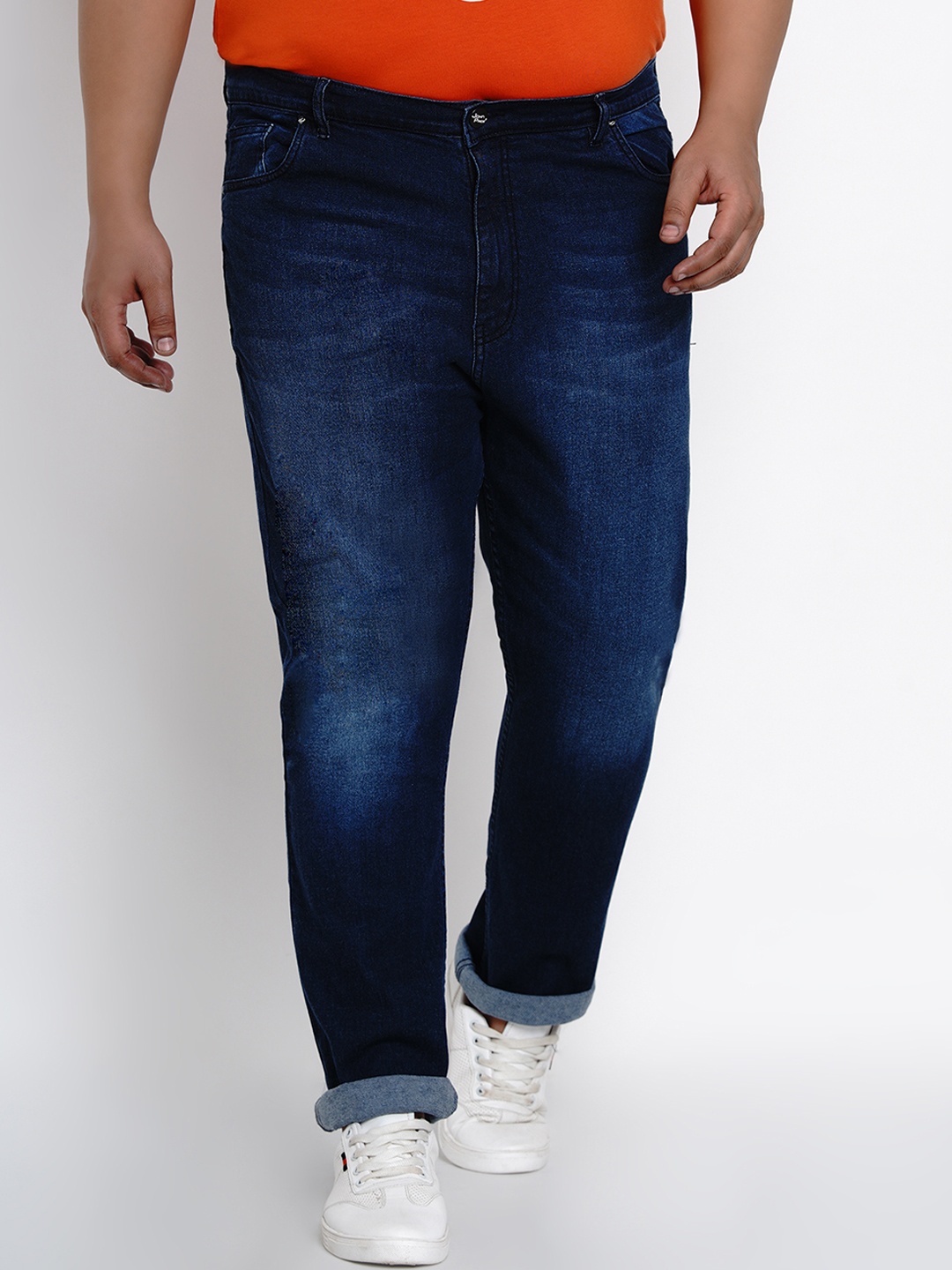 

Plus Size Men Blue Regular Fit Mid-Rise Clean Look Stretchable Jeans