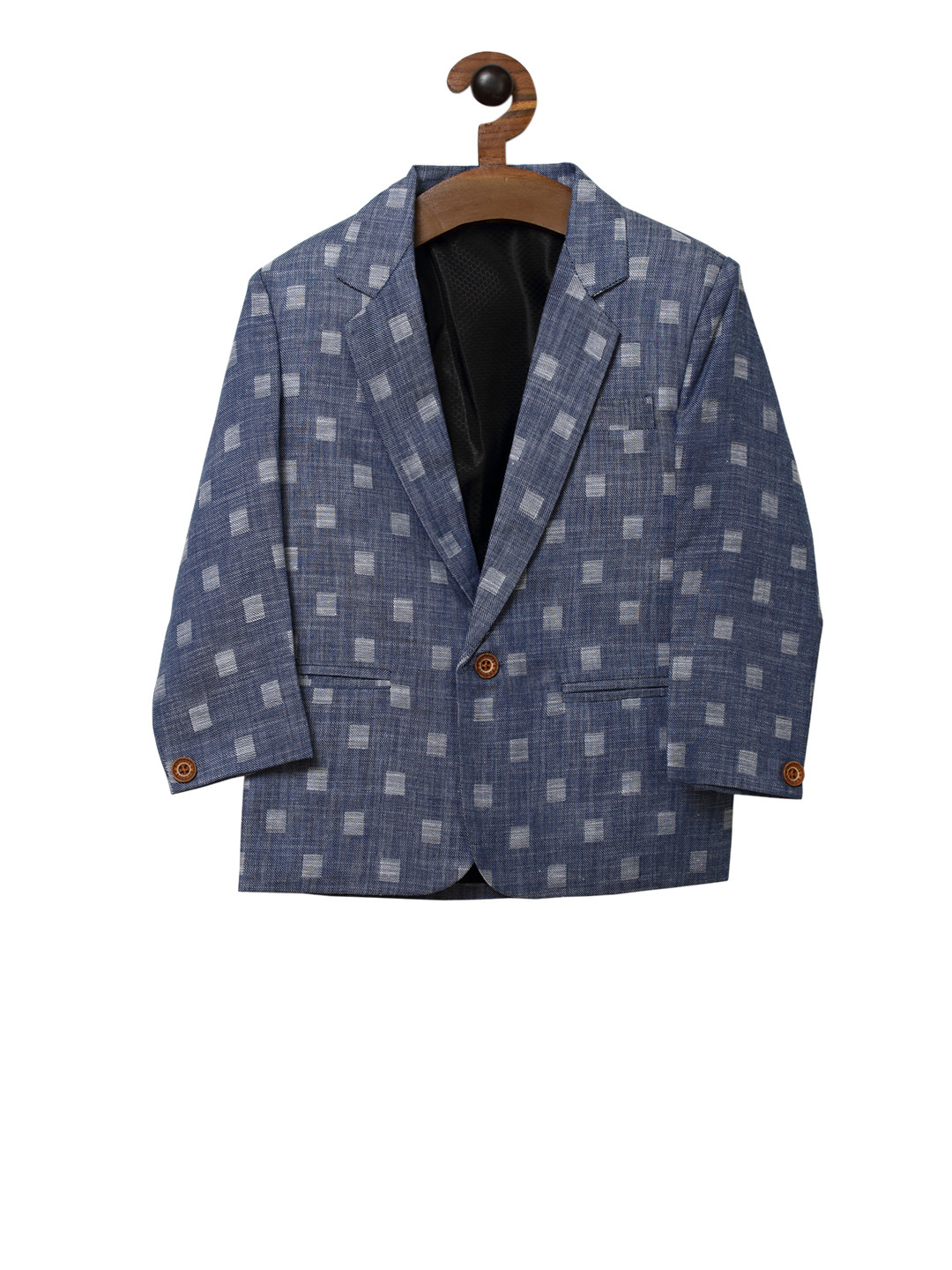 

RIKIDOOS Boys Blue & White Woven Design Single-Breasted Casual Blazer
