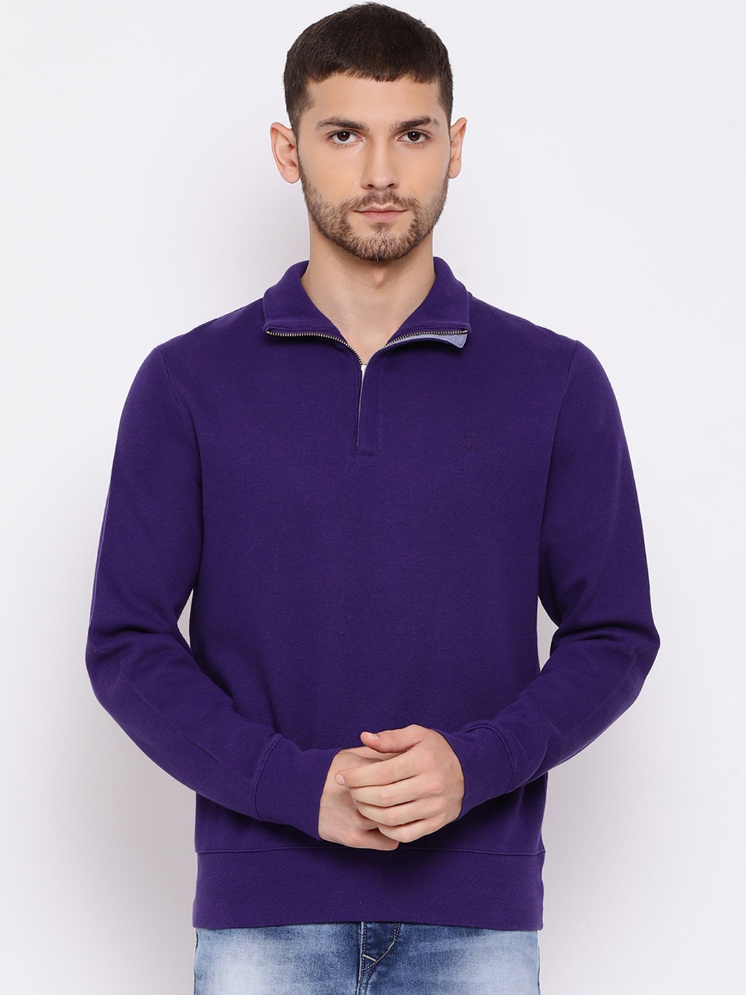 

GANT Men Navy Blue Solid Sweatshirt