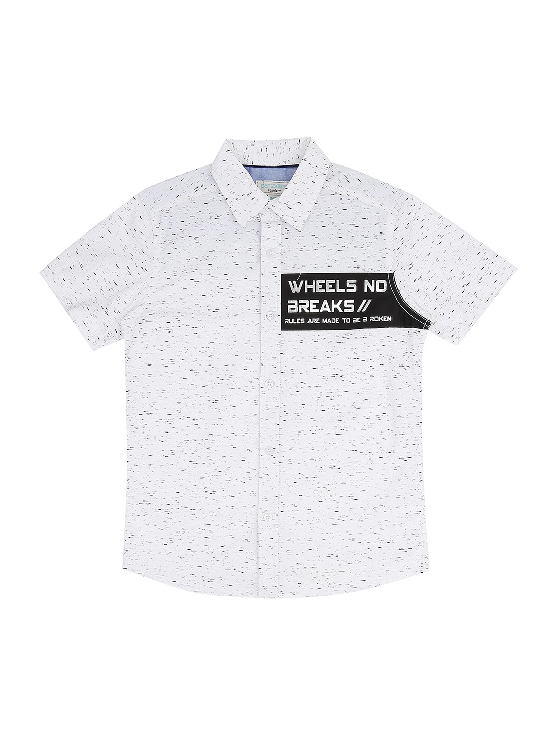 

Pantaloons Junior Boys White & Black Regular Fit Printed Casual Shirt
