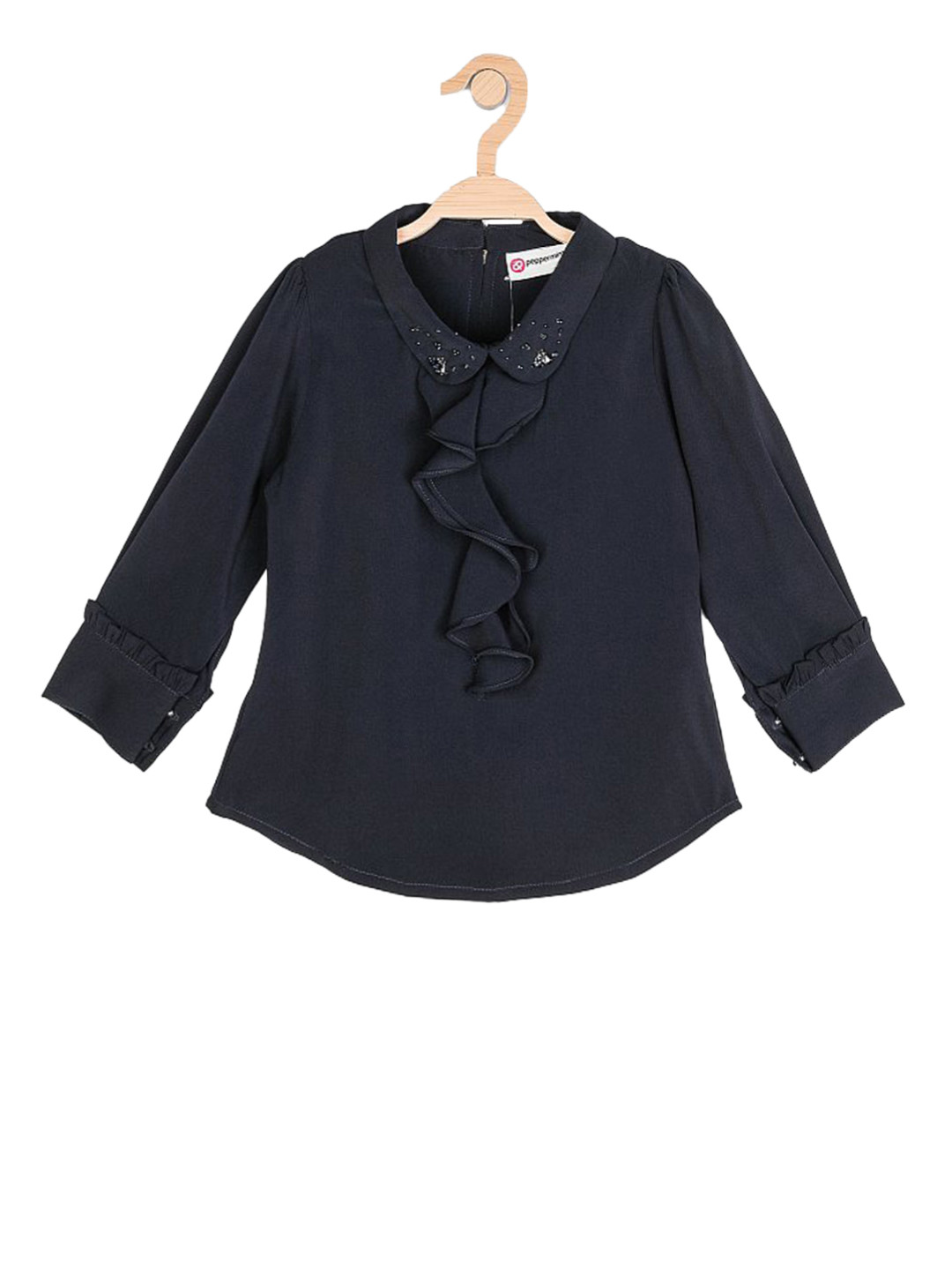 

Peppermint Girls Navy Blue Solid A-Line Top