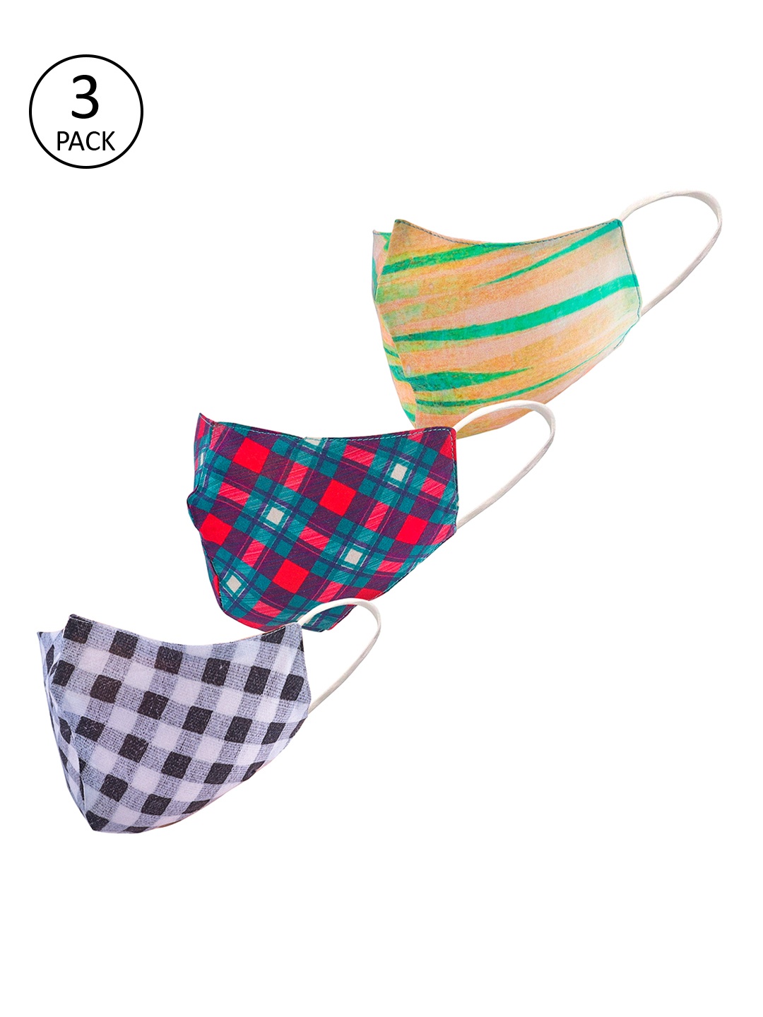 

LEGAL BRIBE Unisex Pack Of 3 3-Ply Reusable Outdoor Masks, Multi