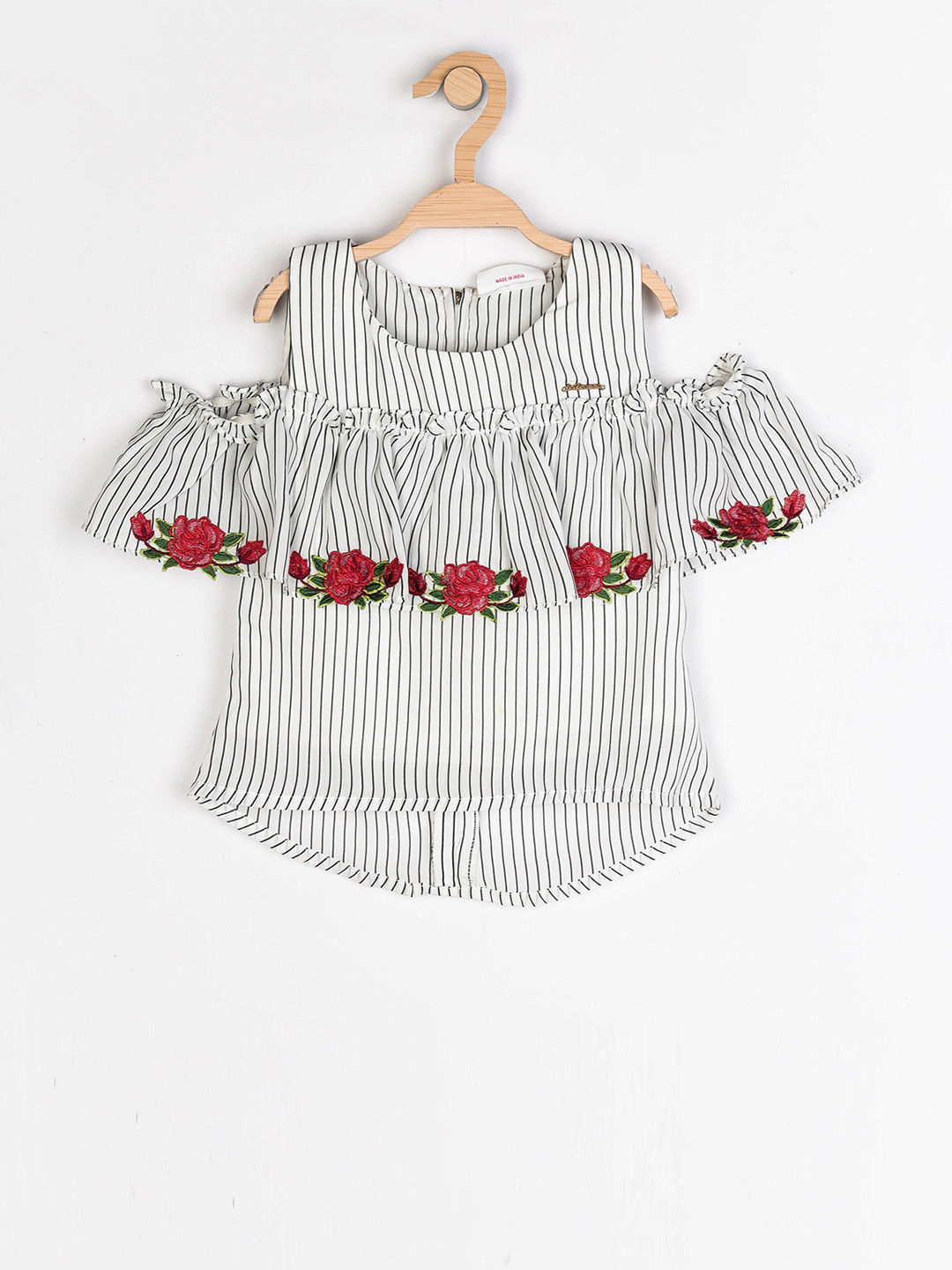 

Peppermint Girls White & Black Striped Top
