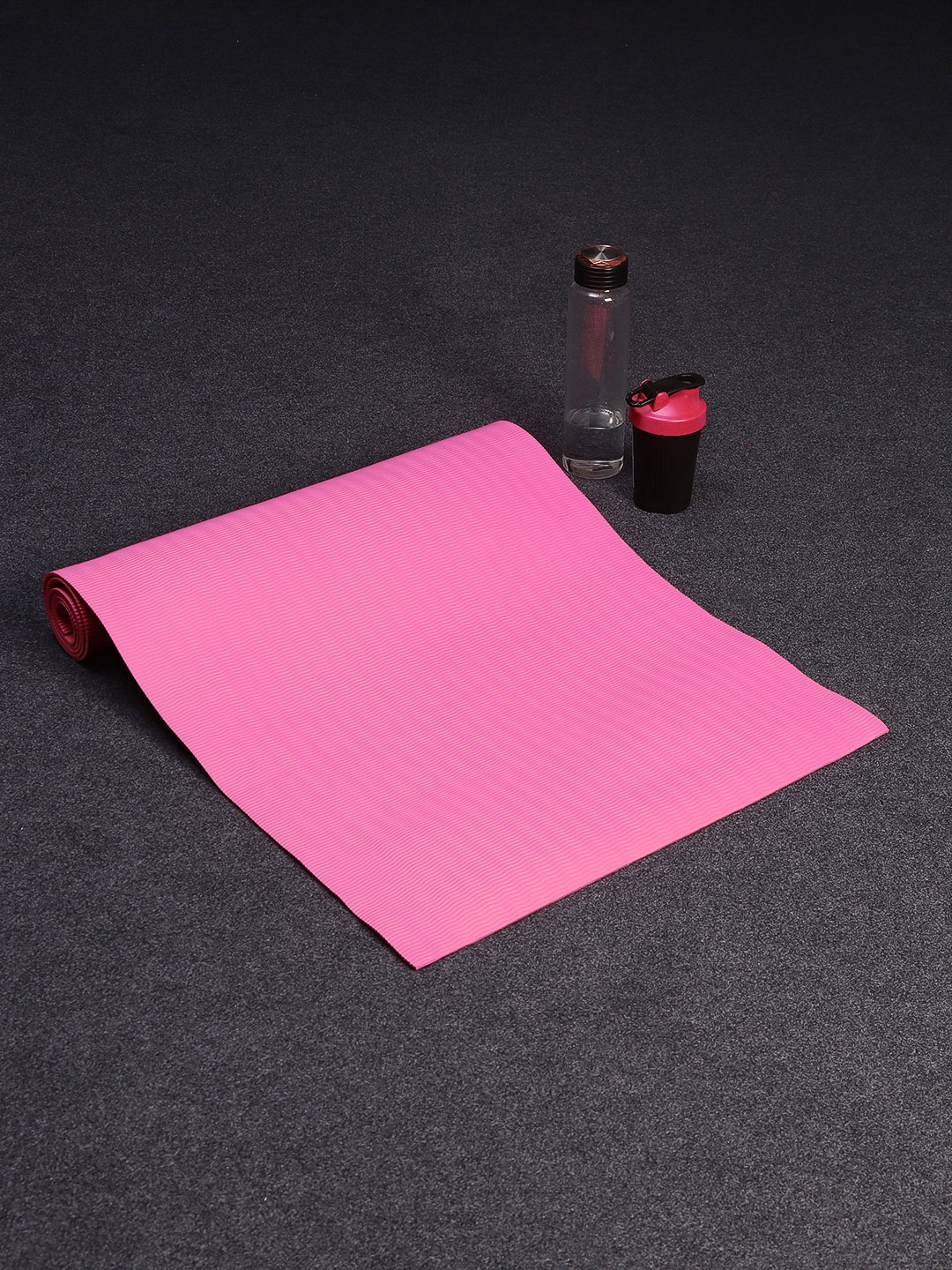 

ROMEE Pink Solid Anti Skid Yoga Mat With Cover Bag