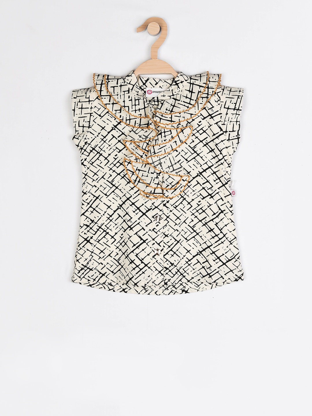 

Peppermint Girls Off-White Printed Shirt Style Top