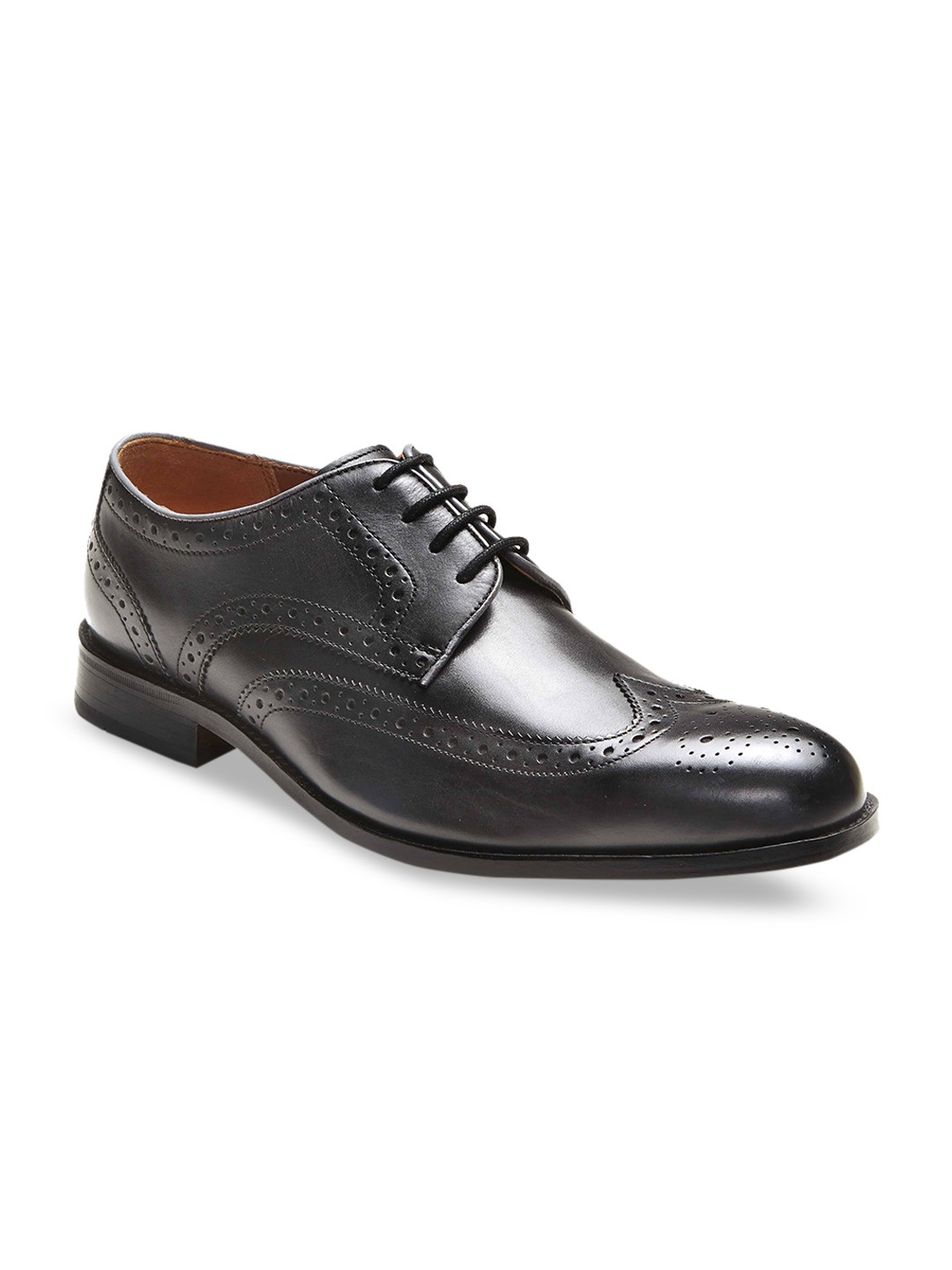 

Florsheim Men Black Solid Leather Formal Brogues