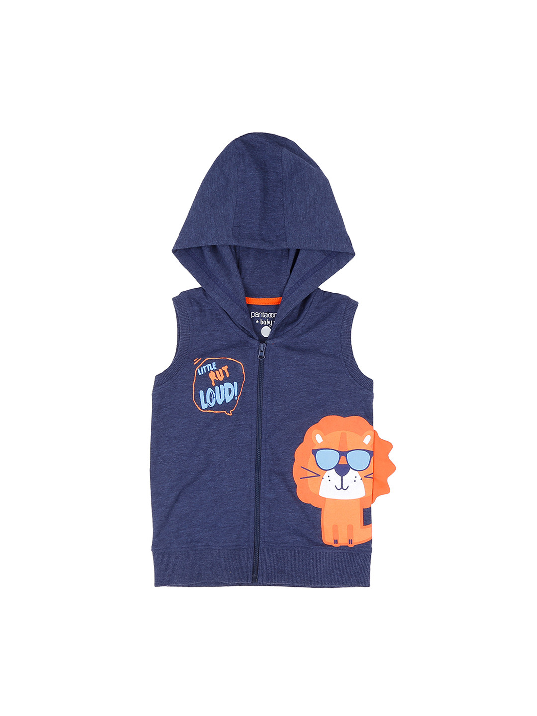 

Pantaloons Baby Boys Navy Blue Printed Hood T-shirt