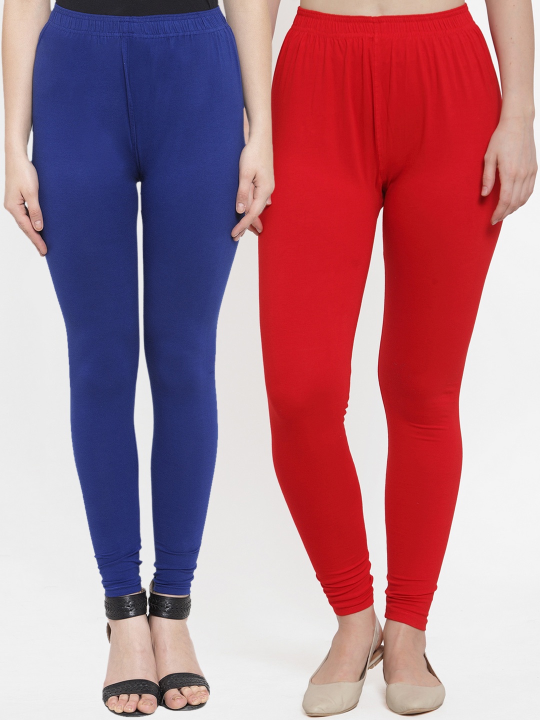 

TAG 7 Women Pack Of 2 Solid Ankle-Length Leggings, Red