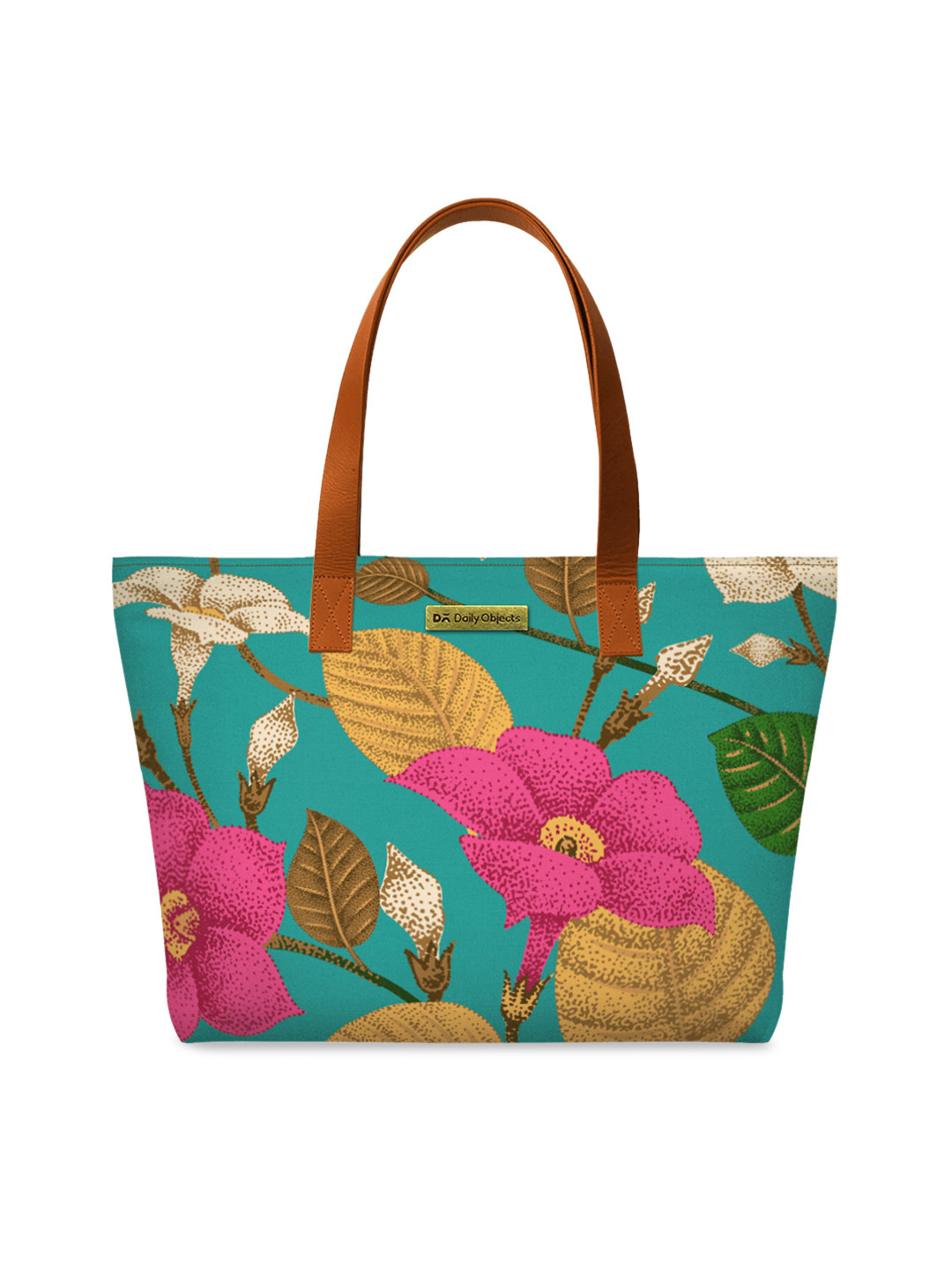 

DailyObjects Teal Green & Pink Printed Tote Bag