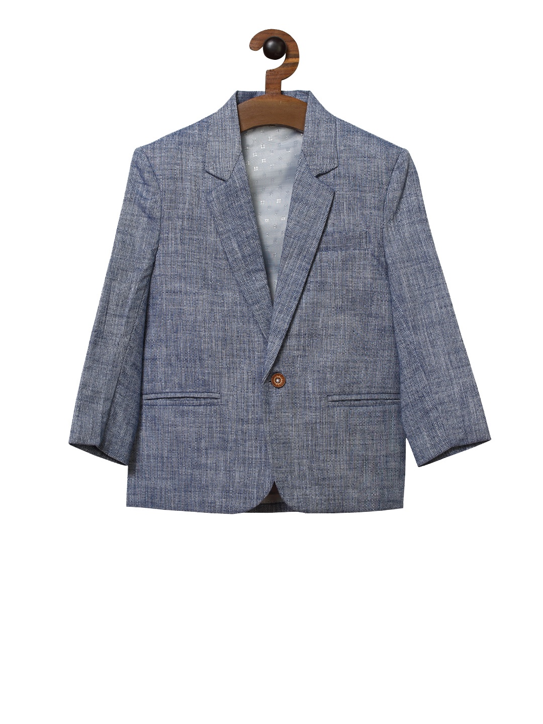 

RIKIDOOS Boys Blue Self Design Single-Breasted Blazer