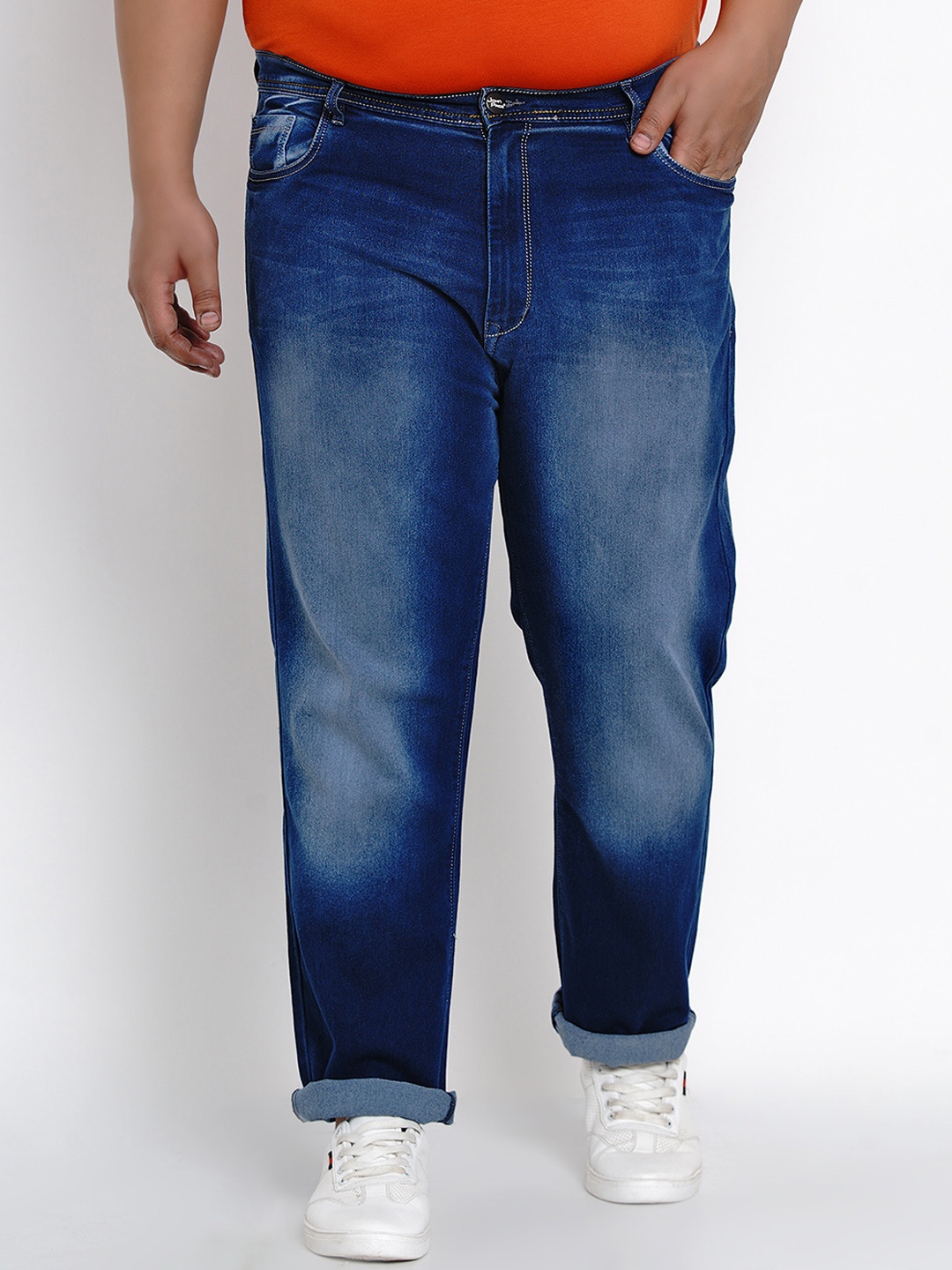 

John Pride Men Blue Comfort Light Fade Stretchable Plus Size Jeans
