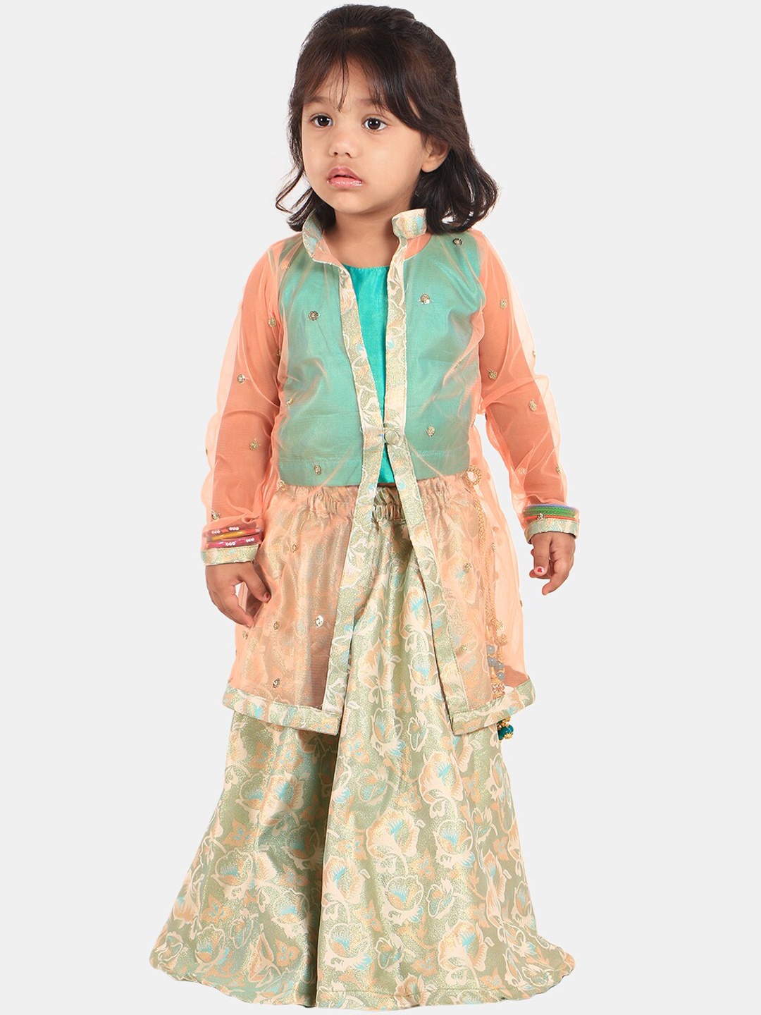 

PASSION PETALS Green Ready to Wear Lehenga with Blouse