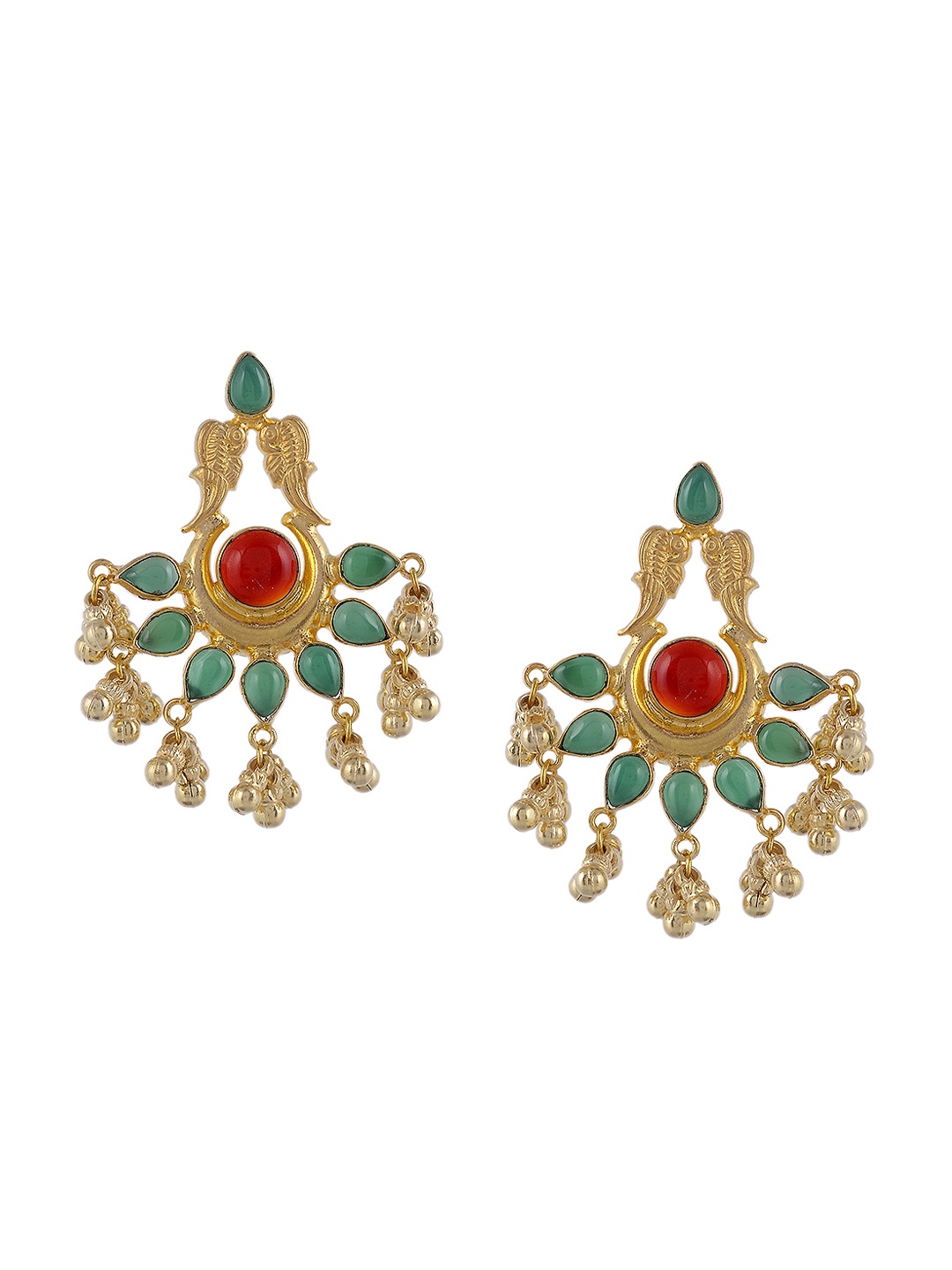 

Silvermerc Designs Gold-Toned & Maroon Classic Drop Earrings