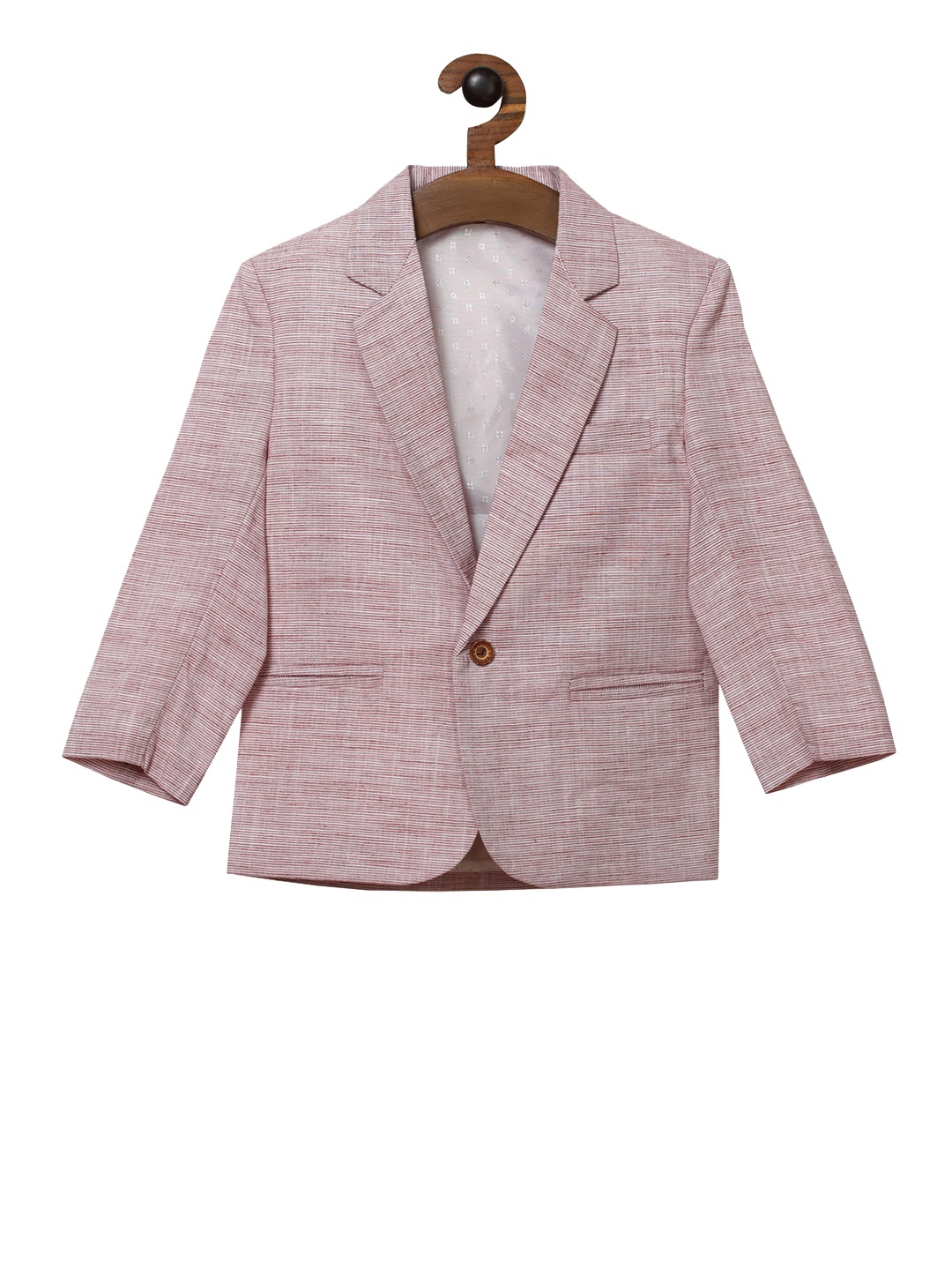 

RIKIDOOS Boys Red & White Striped Single-Breasted Casual Blazer