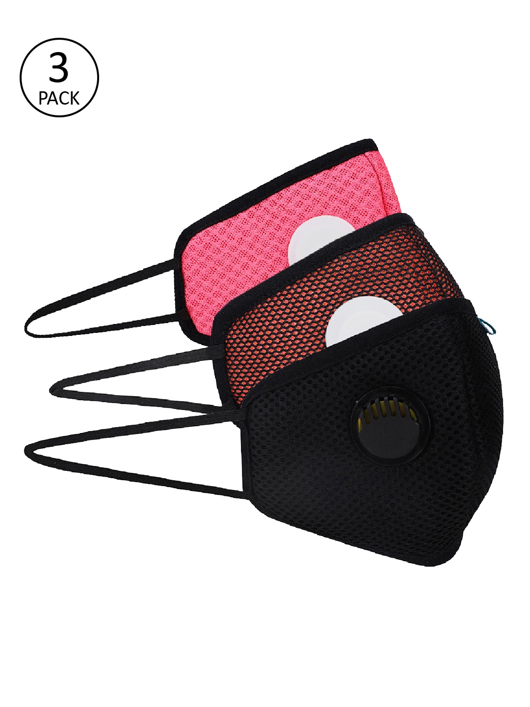 

Fresh Filter Unisex Pack Of 3 6-Ply Valved Protective Outdoor Mask, Black