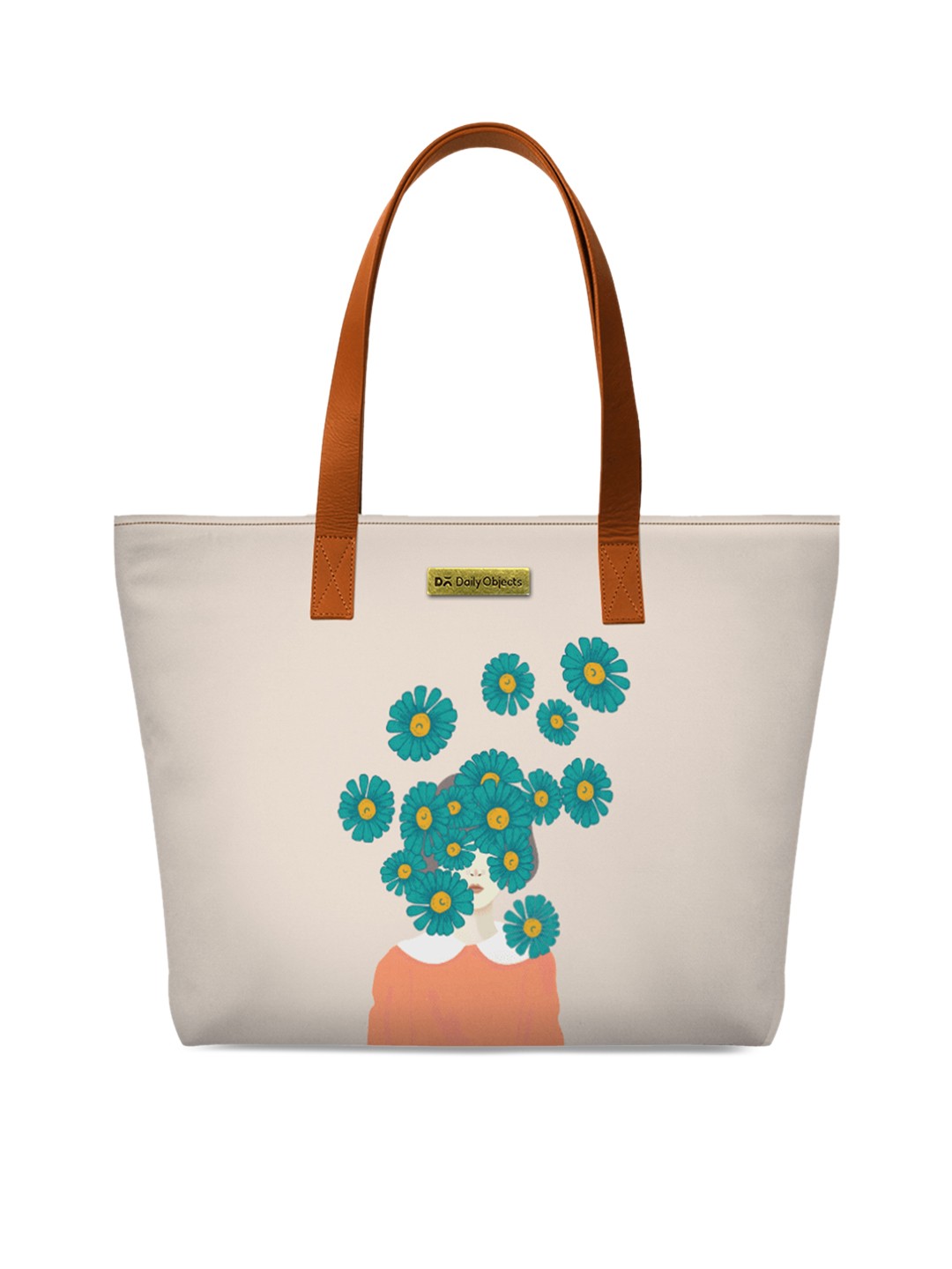 

DailyObjects Cream-Coloured & Green Floral Printed Tote Bag
