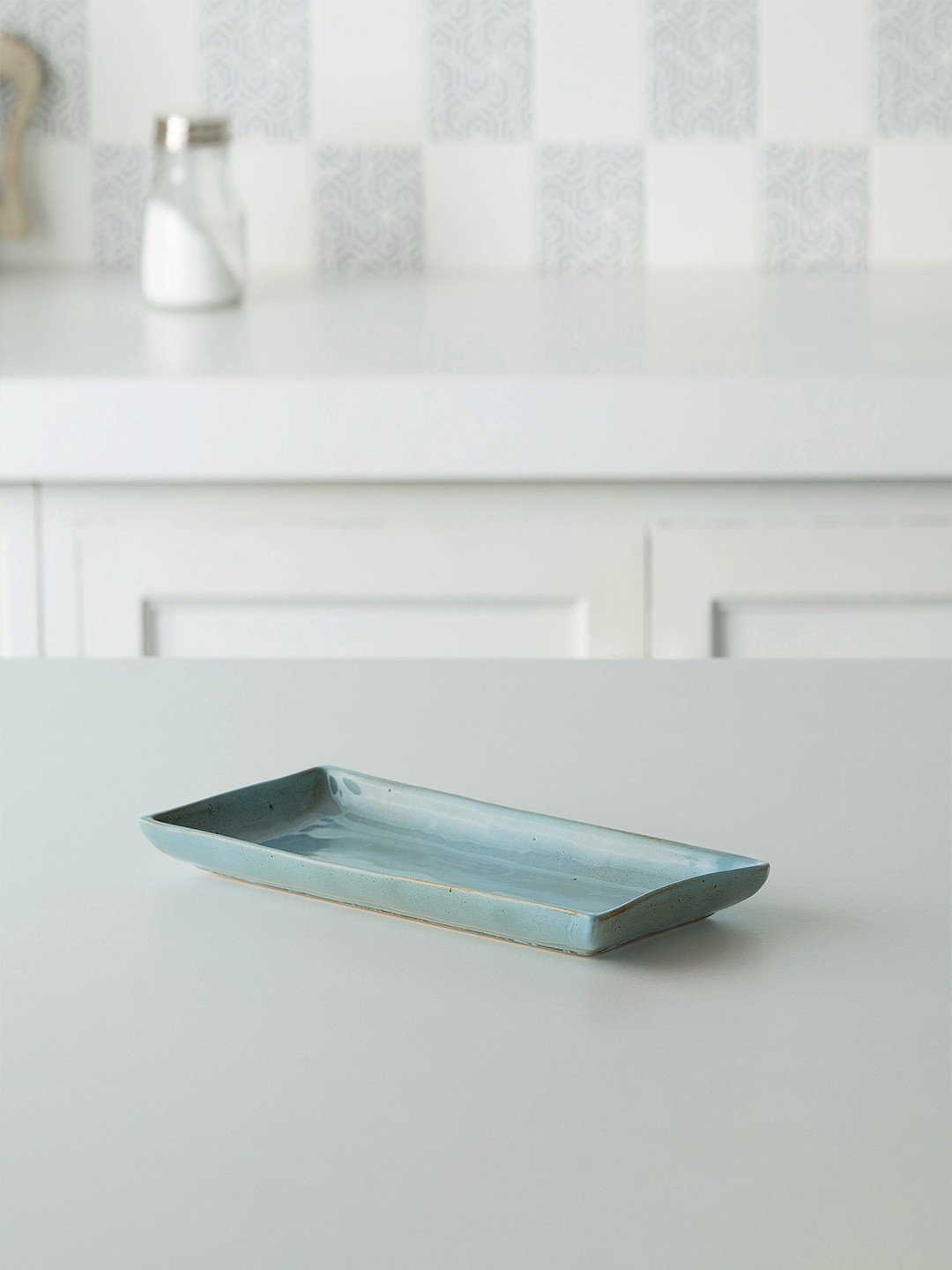 

ellementry Blue Rectangluar Ceramic Tray