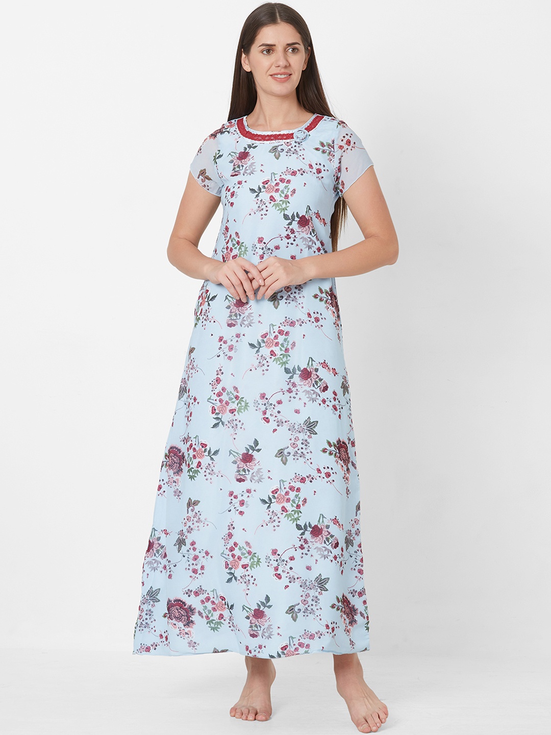 

Sweet Dreams Blue Printed Nightdress