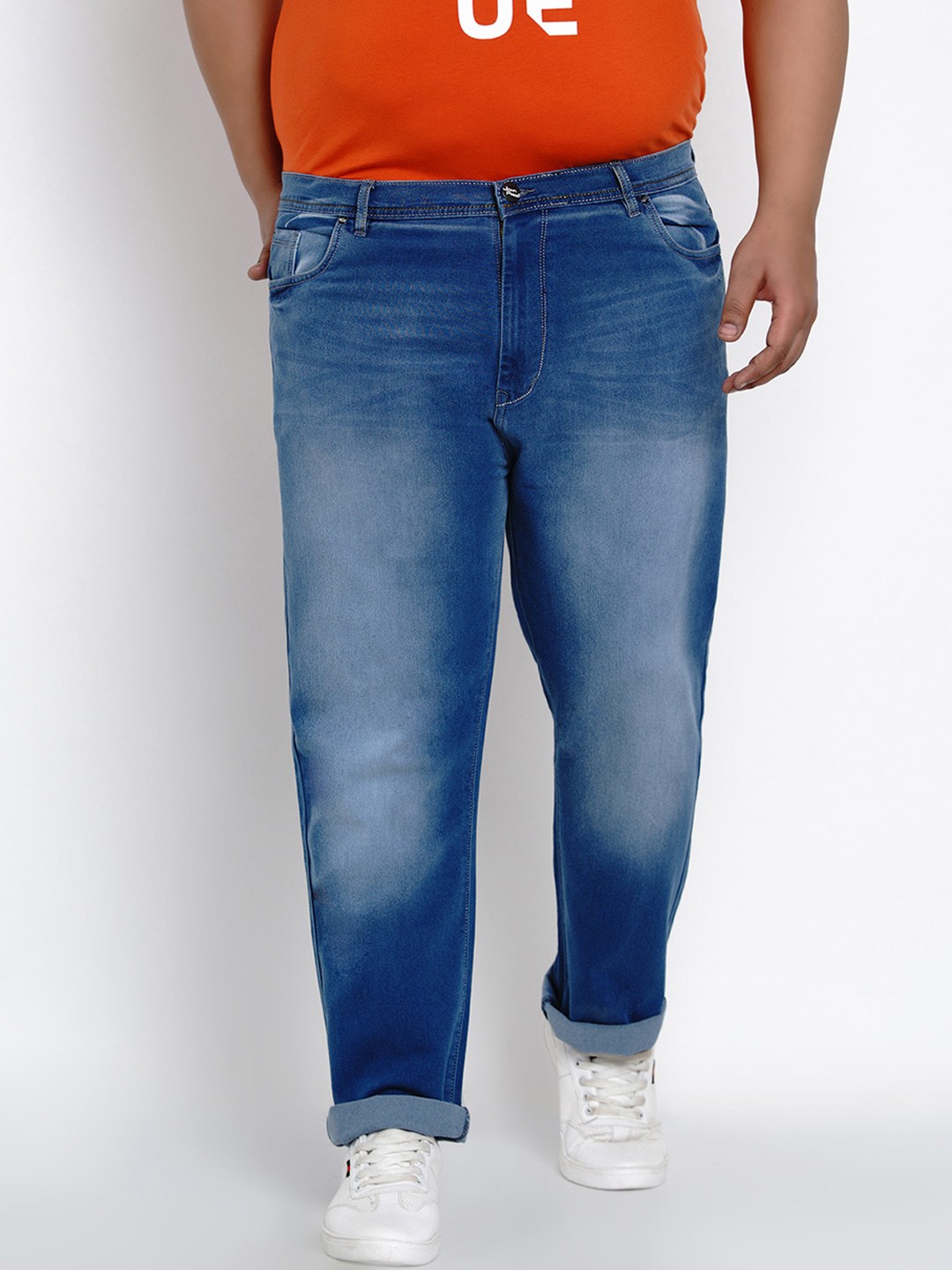 

John Pride Men Blue Regular Fit Mid-Rise Clean Look Stretchable Plus Size Jeans