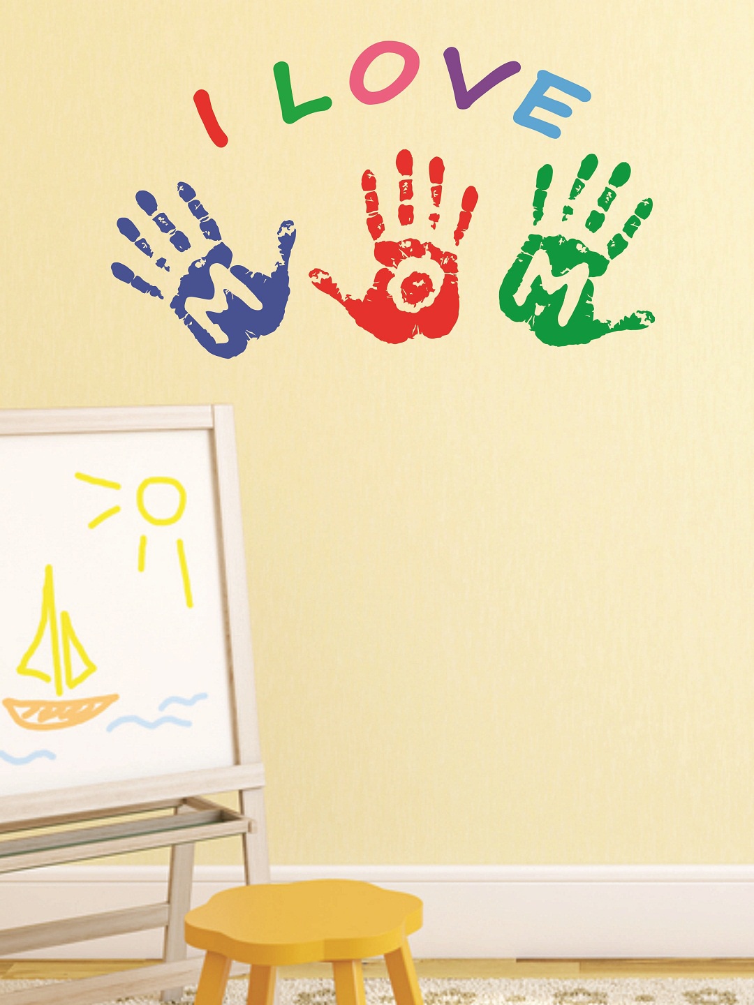 WALLSTICK Blue & Red I Love Mom Large Vinyl Wall Sticker