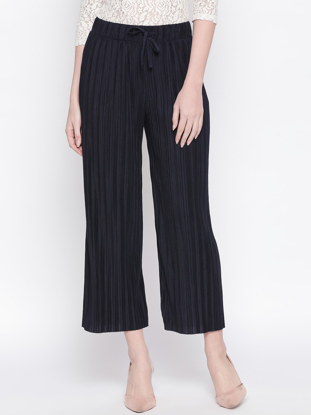 

Honey by Pantaloons Women Navy Blue Regular Fit Solid Culottes
