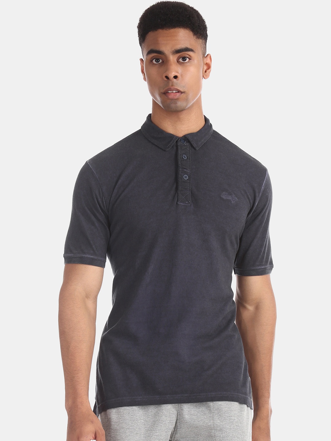 

Cherokee Men Blue Dyed Polo Collar T-shirt
