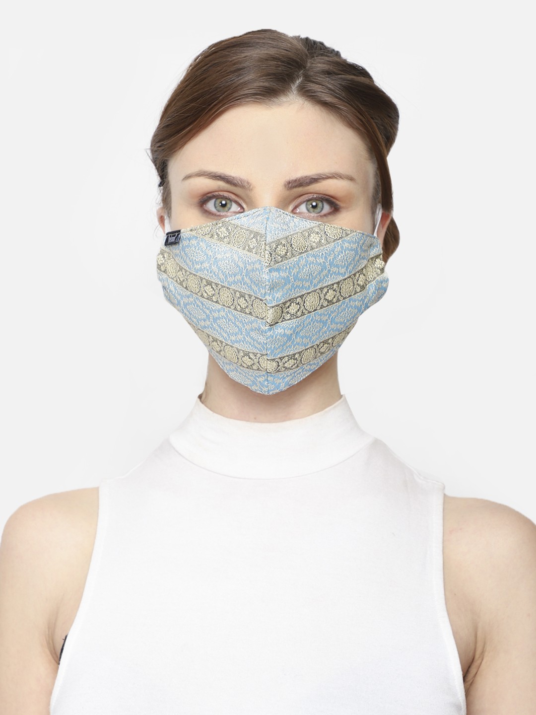 

Anekaant Women Printed 3-Ply Anti-Dust Reusable Cloth Masks, Blue