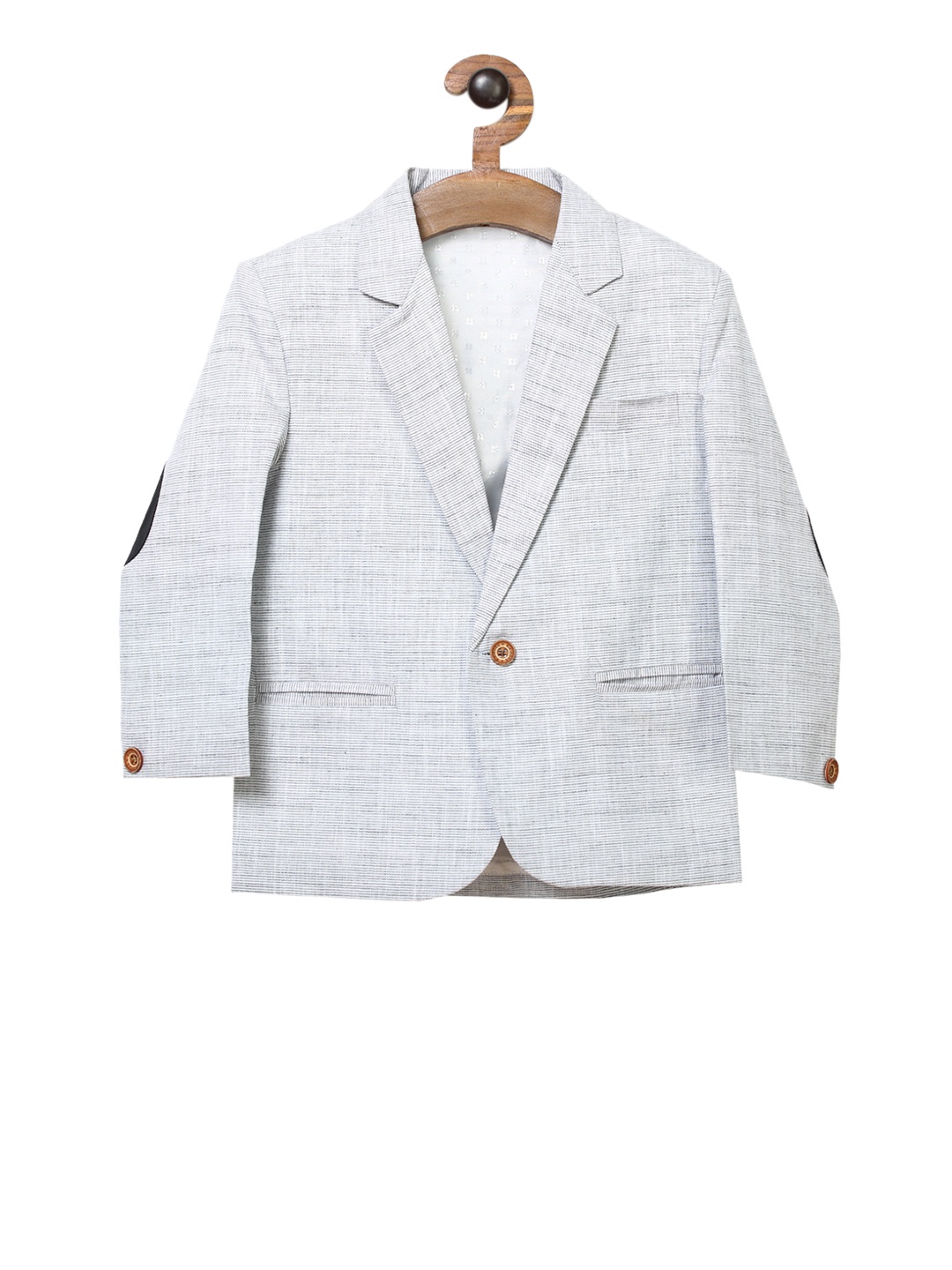 

RIKIDOOS Boys Navy Blue & White Self-Design Single-Breasted Casual Blazer