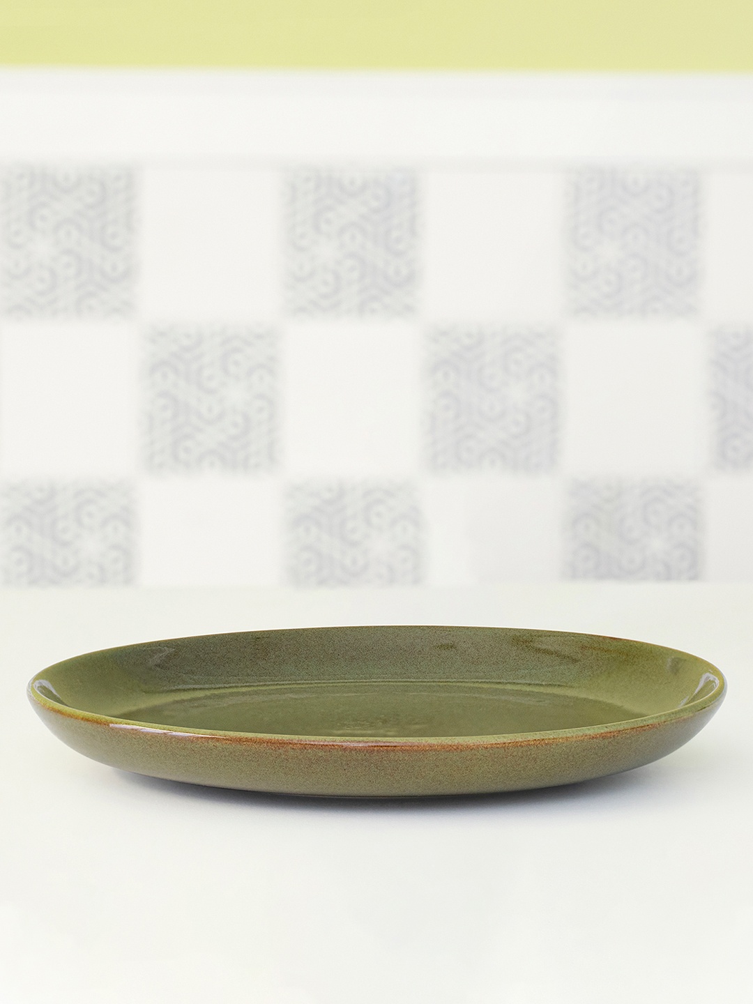 

ellementry Green Solid Rustic Sage Ceramic Dinner Plate