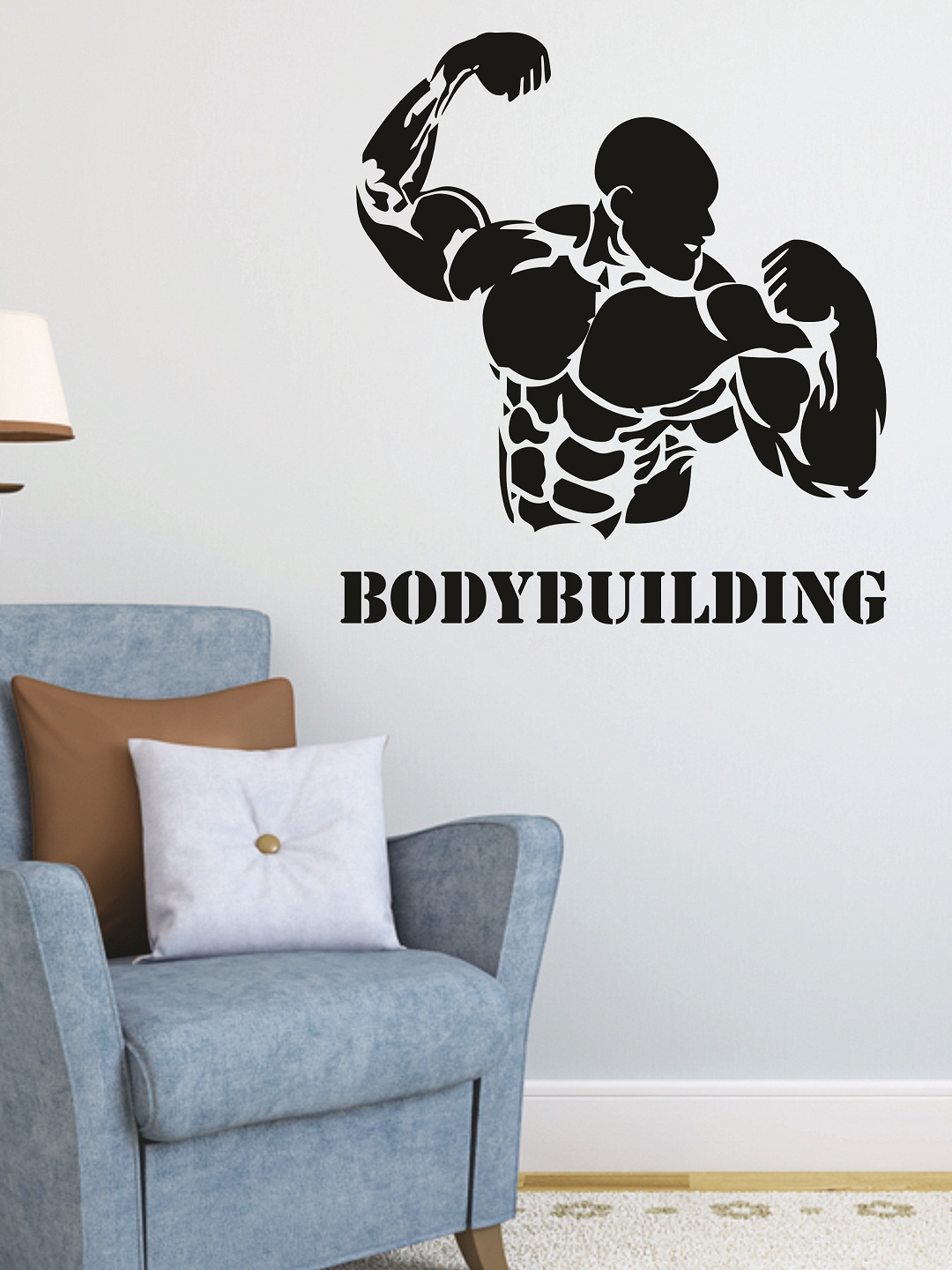 

WALLSTICK Black Body Building Large Vinyl Wall Sticker