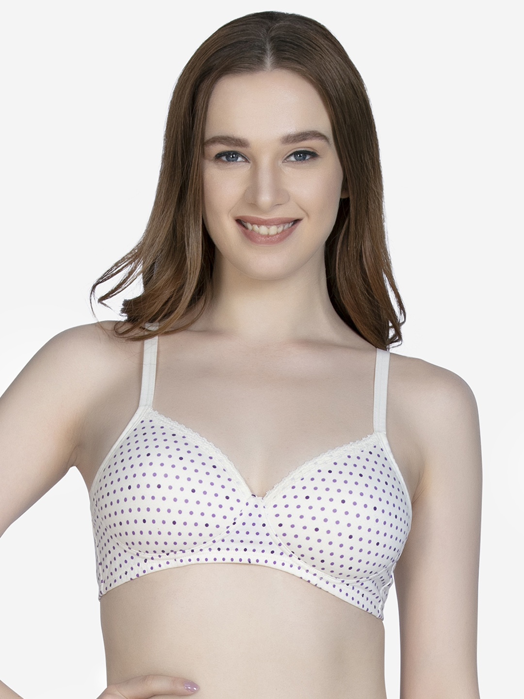 Amante Printed Padded Wirefree Cotton Casual T-shirt Bra - BRA10202, White