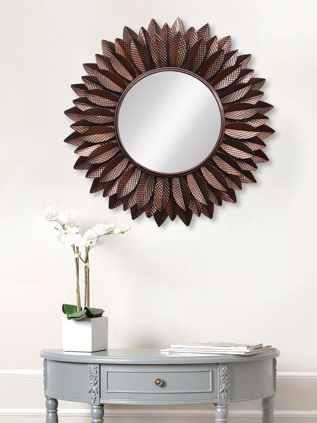 

eCraftIndia Brown Metal Decorative Handcarved Wall Mirror