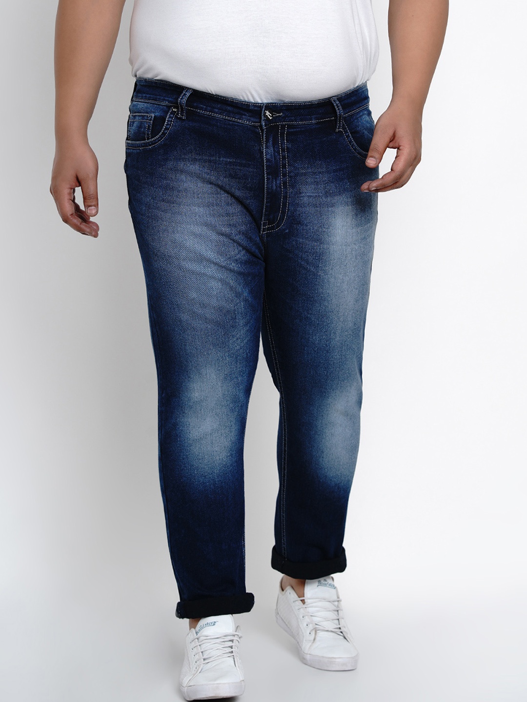 

John Pride Plus Size Men Regular Fit Mid-Rise Stretchable Jeans, Blue