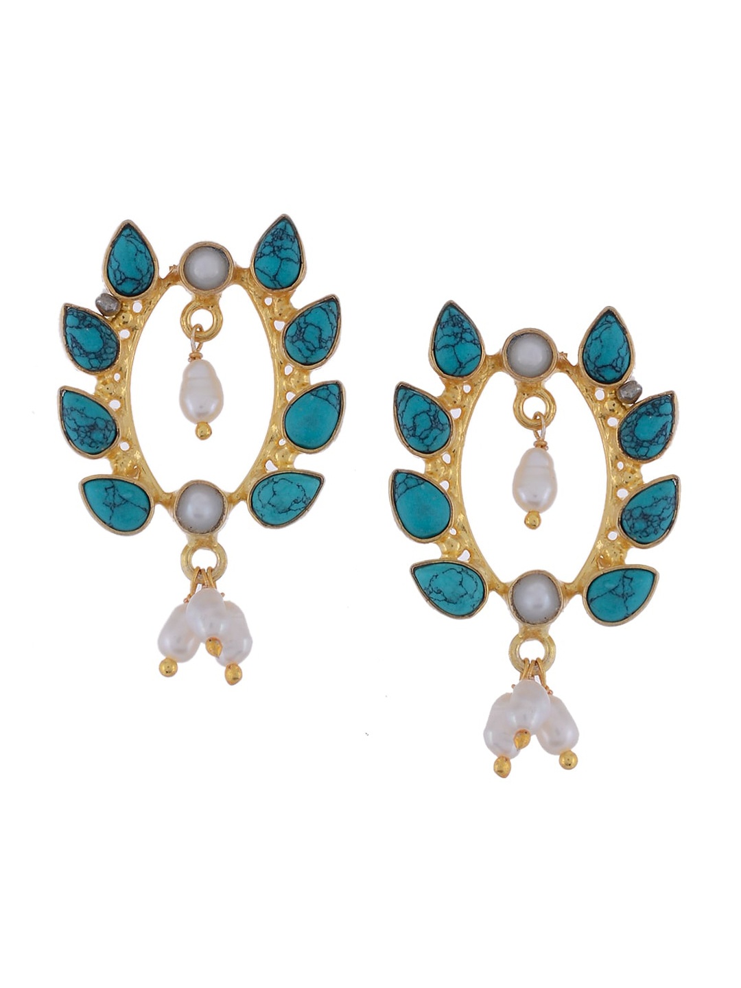 

Silvermerc Designs Gold-Plated & Green Classic Drop Earrings