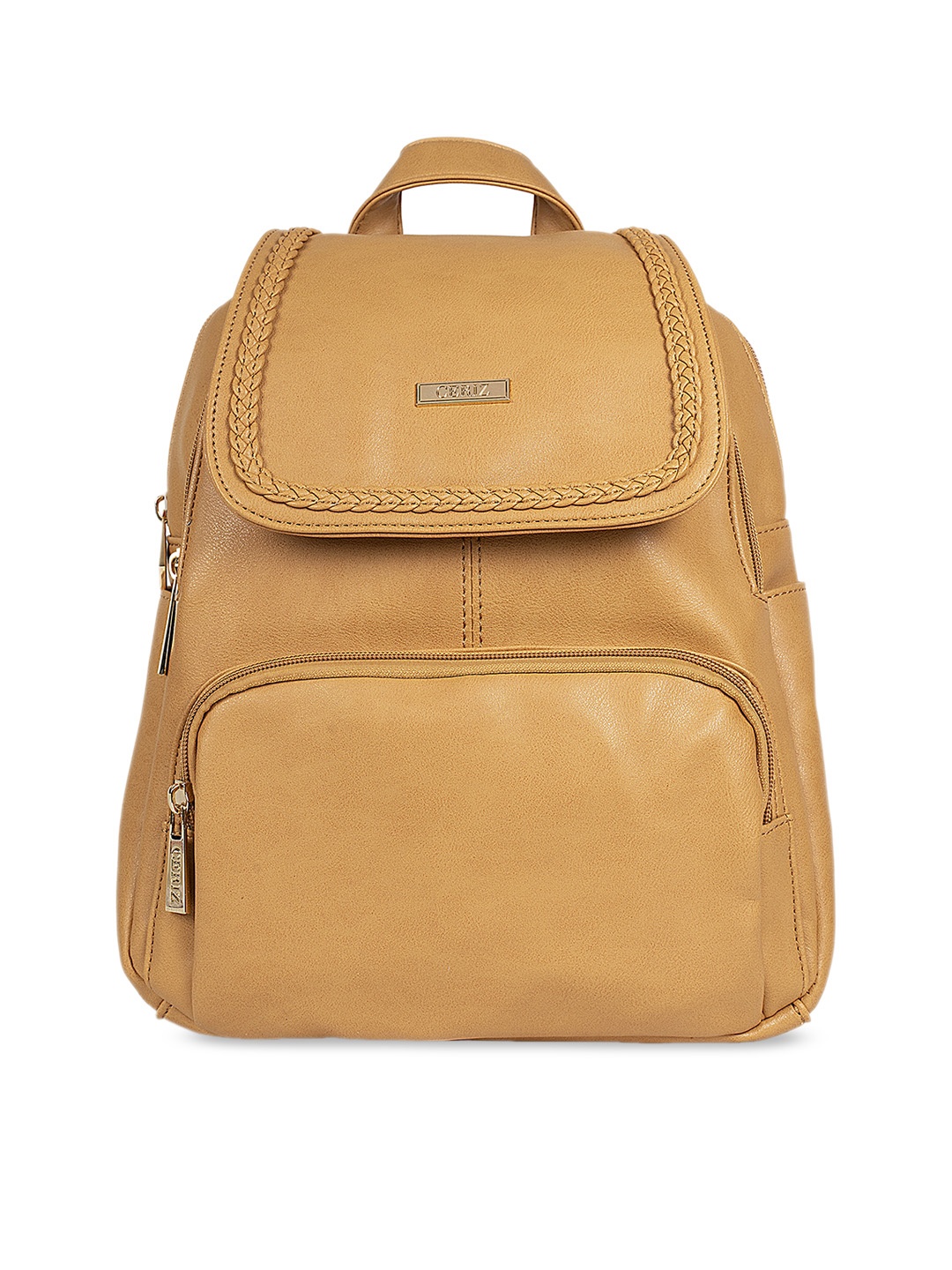 

CERIZ Women Mustard Yellow Solid Backpack