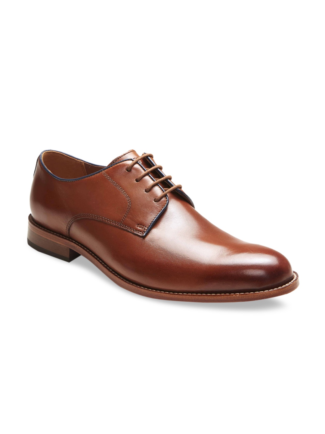 

Florsheim Men Tan Brown Solid Leather Formal Derbys