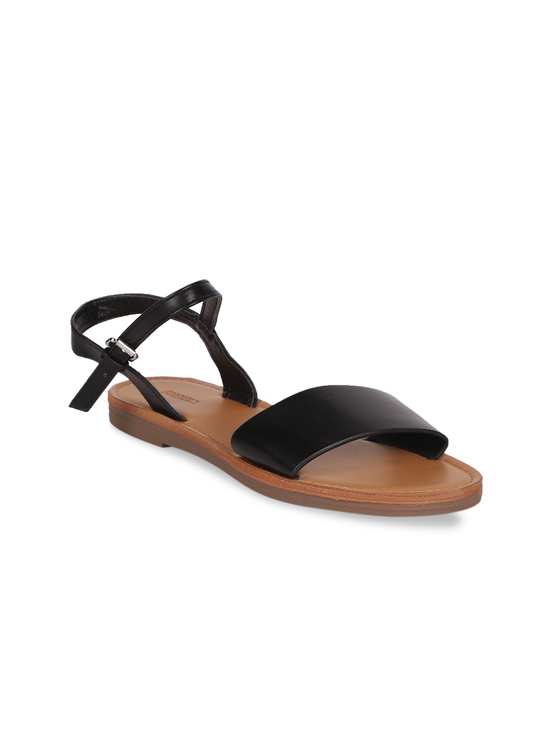 FOREVER 21 Women Black Solid Open Toe Flats
