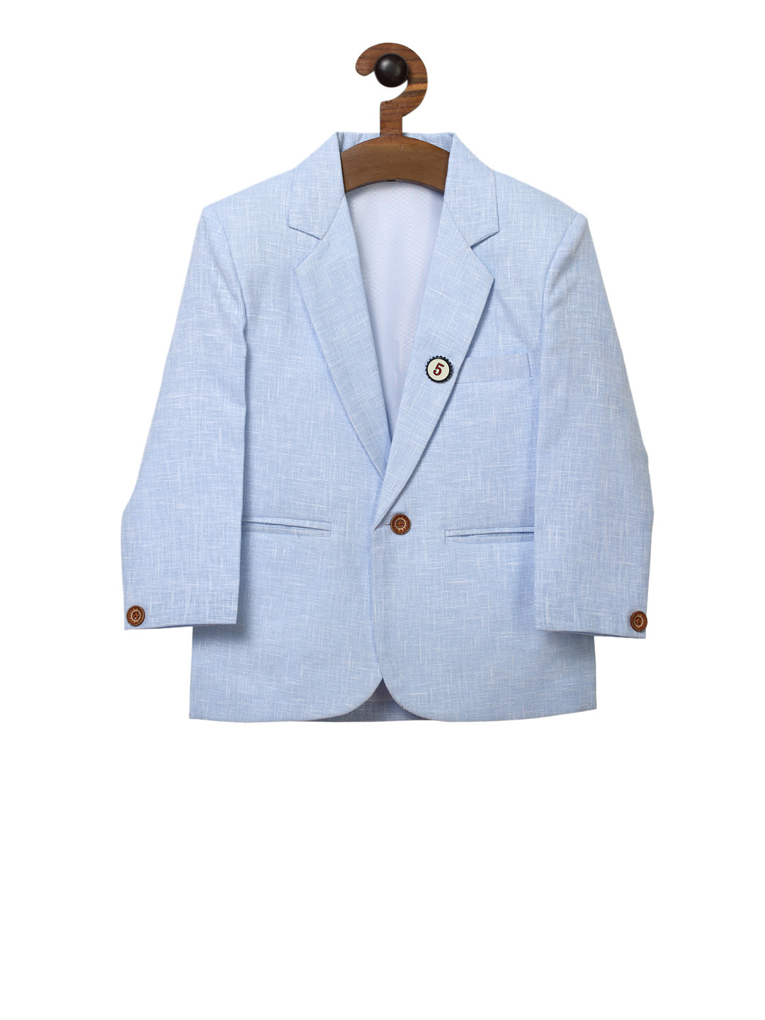 

RIKIDOOS Boys Blue Solid Single-Breasted Casual Blazer