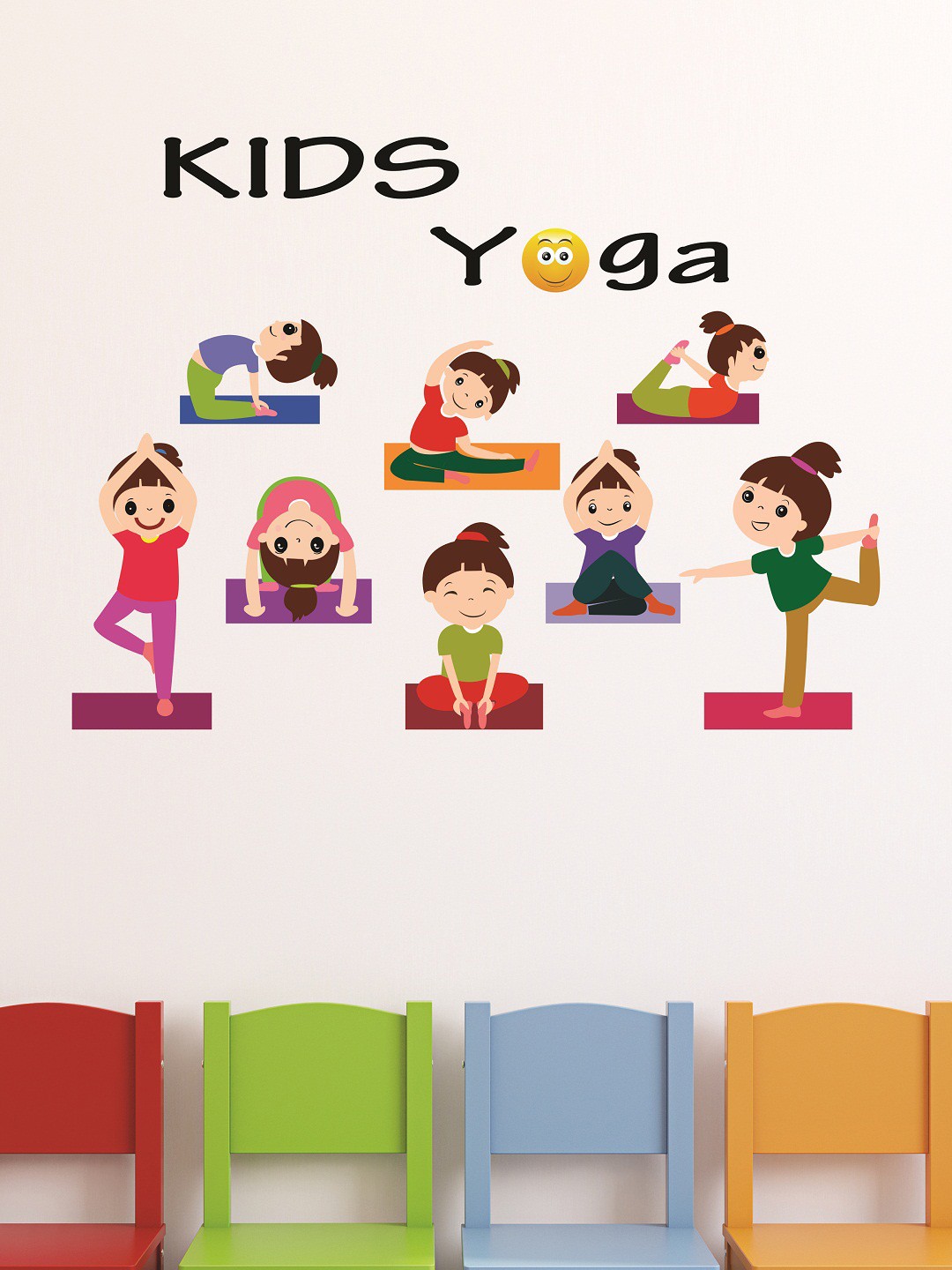 

WALLSTICK Black & Green Kids Yoga Large Vinyl Wall Sticker