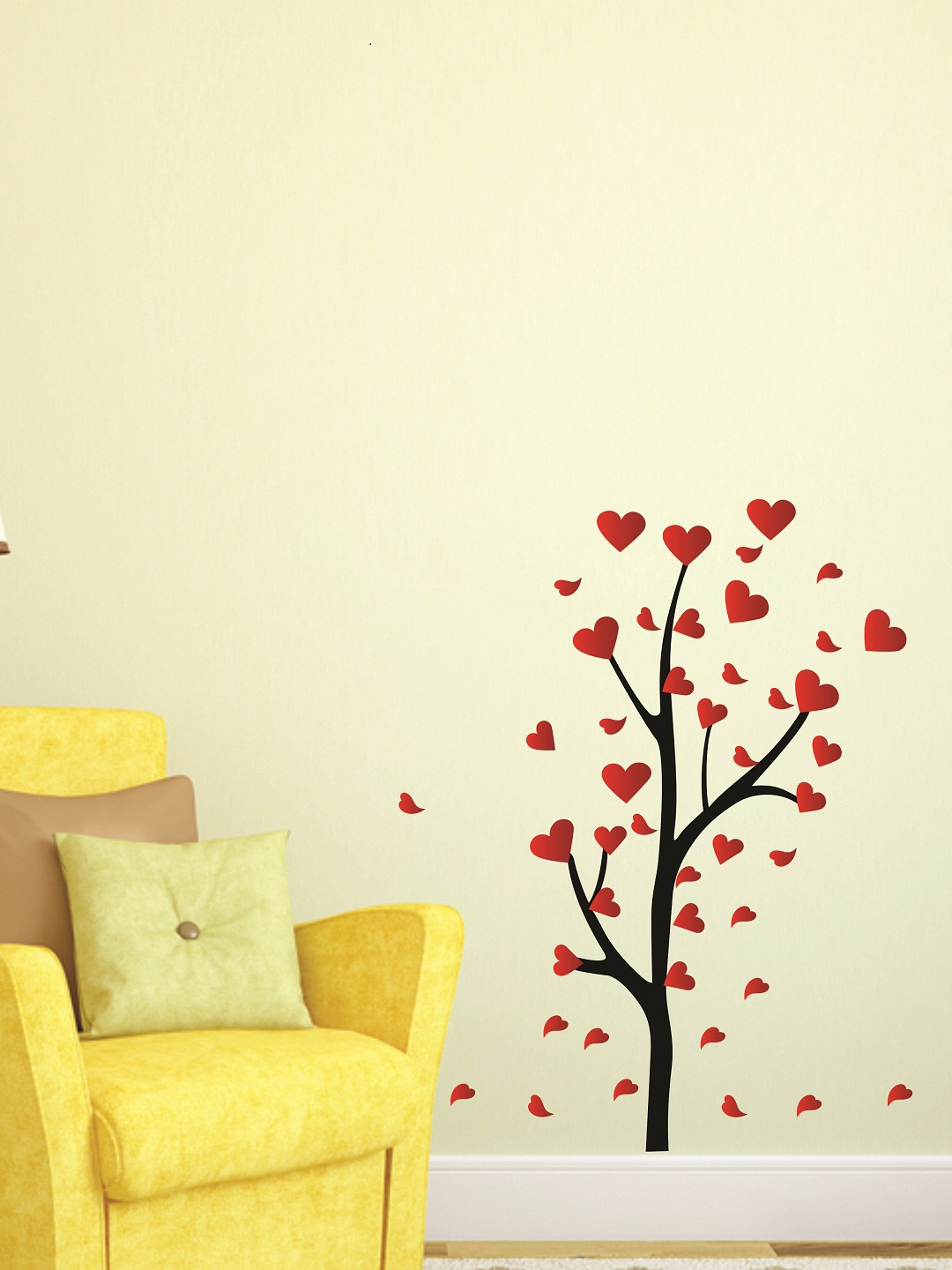 

WALLSTICK Black & Red Heart Tree Large Vinyl Wall Sticker