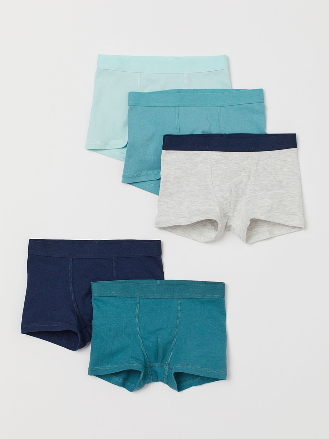 

H&M Boys Solid 5 Pack Boxer Shorts 0589520019, Turquoise blue
