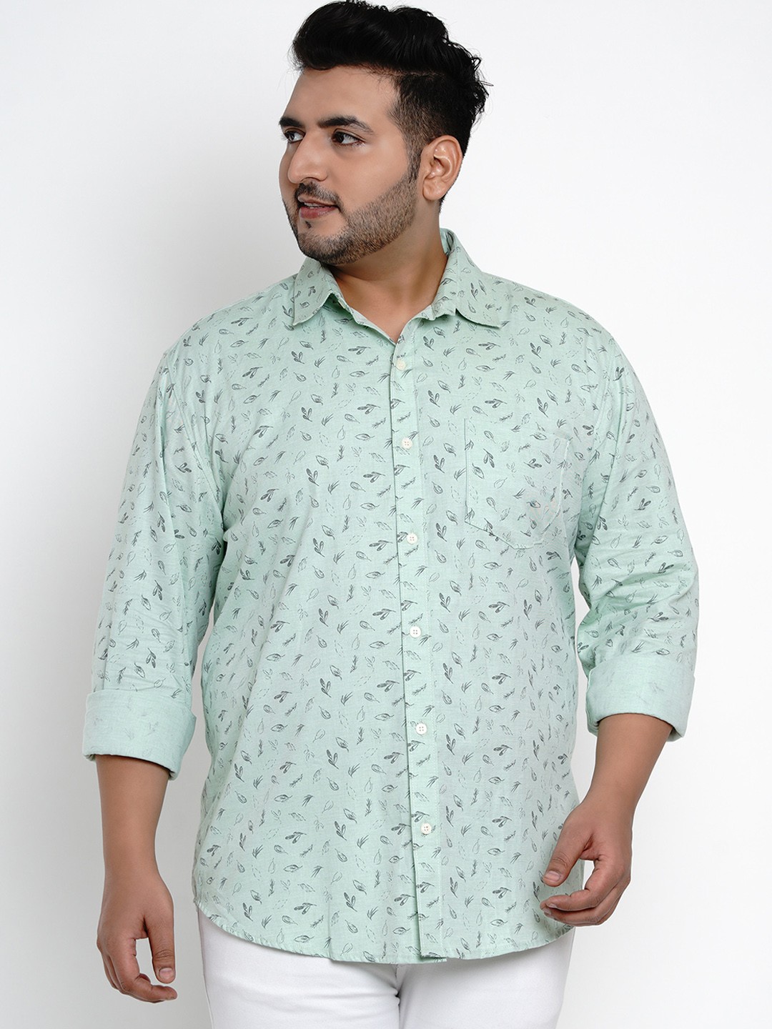 

John Pride Men Green Comfort Regular Fit Printed Casual Shirt