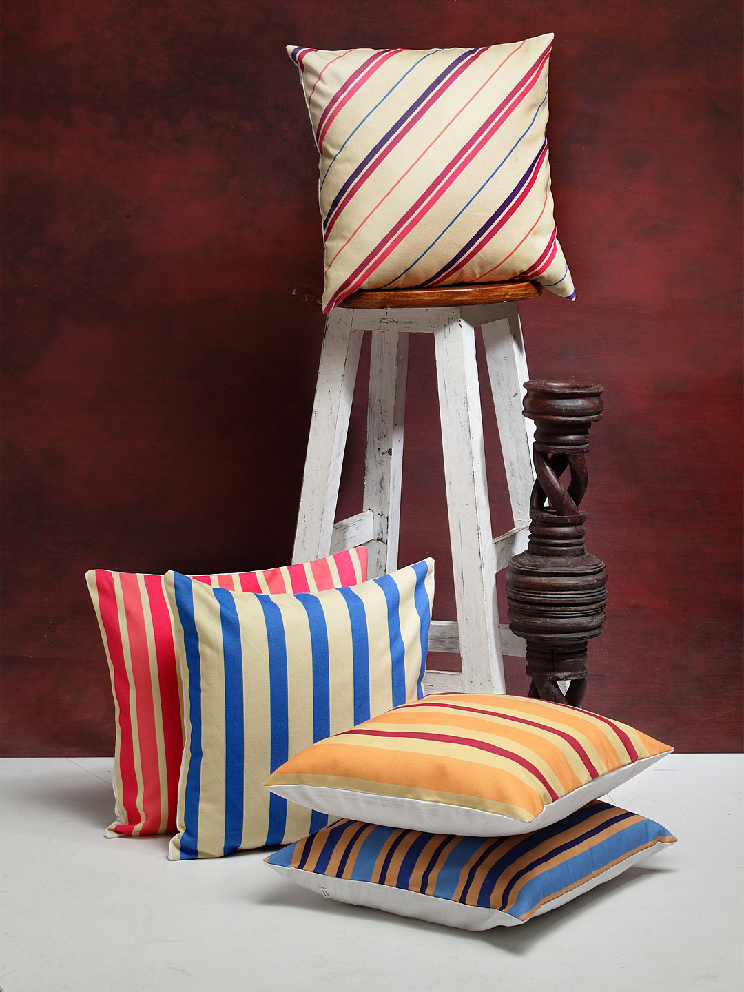 

Alina decor Multicoloured Set of 5 Striped Square Cushion Covers, Multi