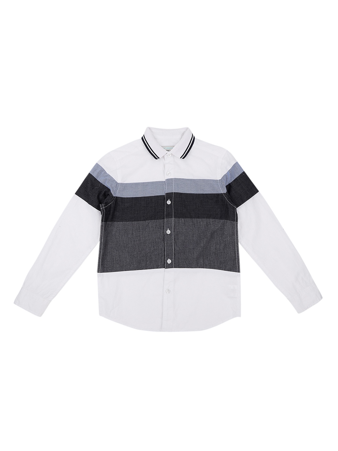 

Pantaloons Junior Boys White & Navy Blue Colourblocked Casual Shirt