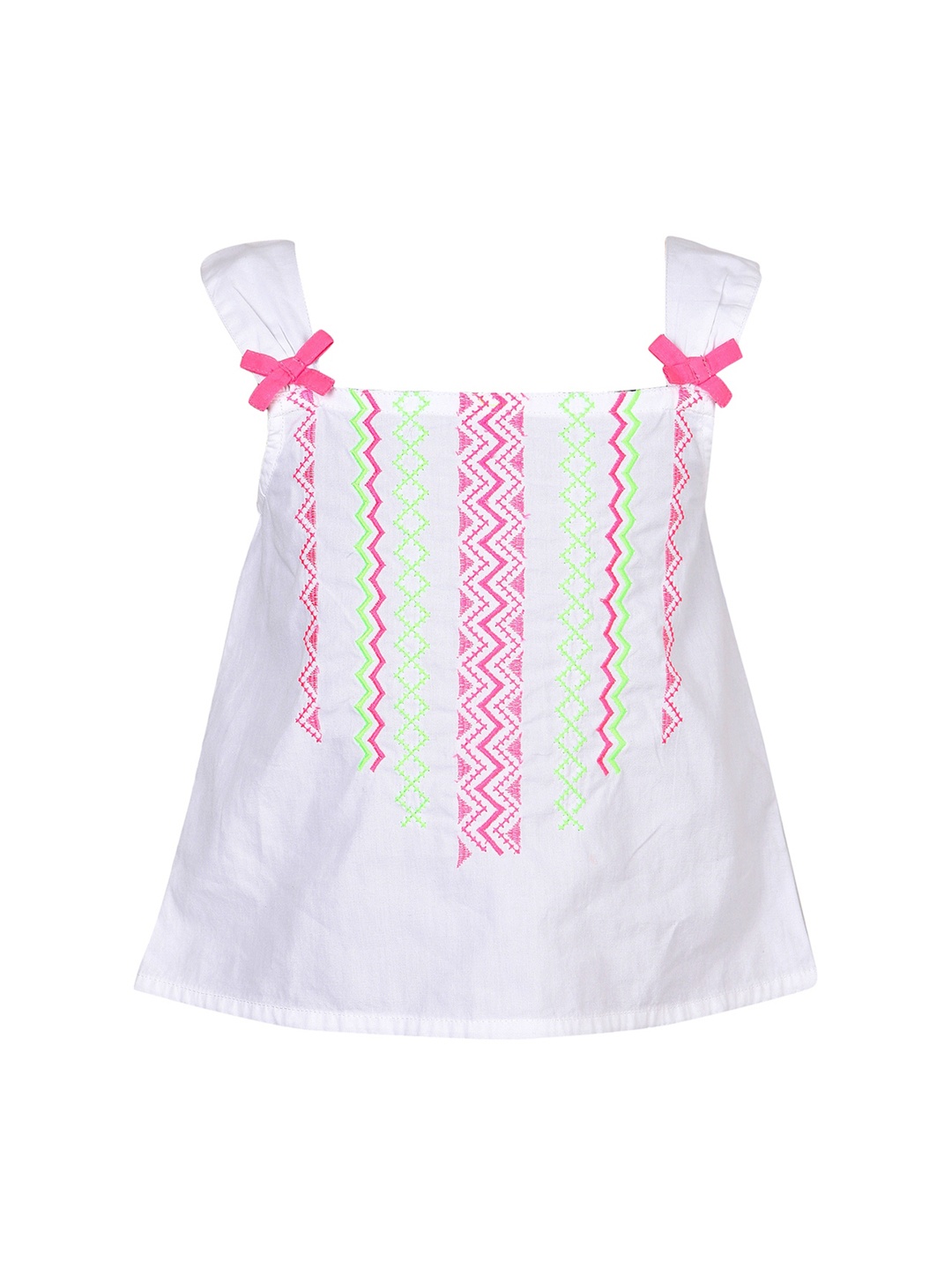 

Miyo Girls White Printed A-Line Pure Cotton Top