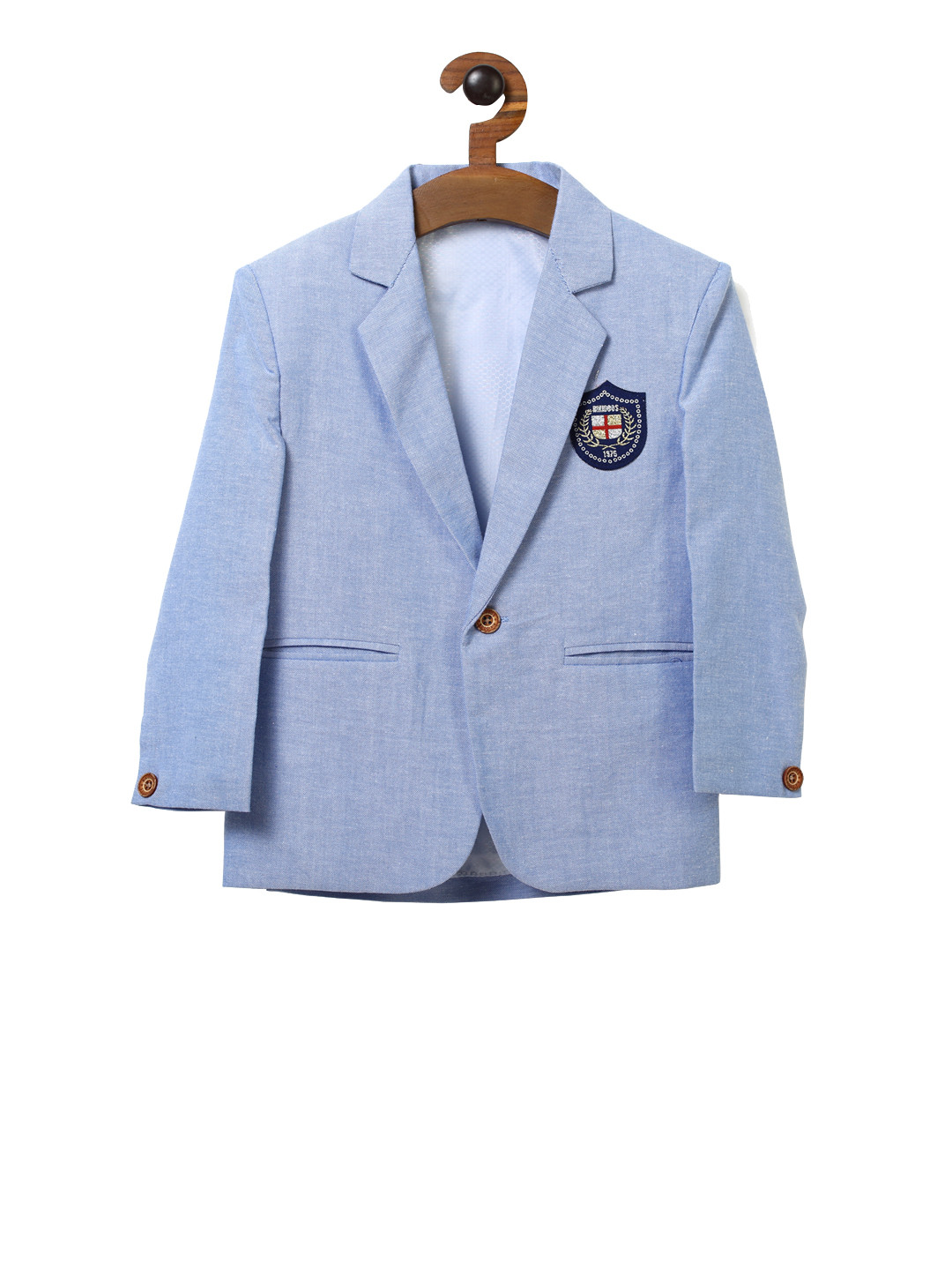 

RIKIDOOS Boys Blue Self Design Single-Breasted Casual Blazer