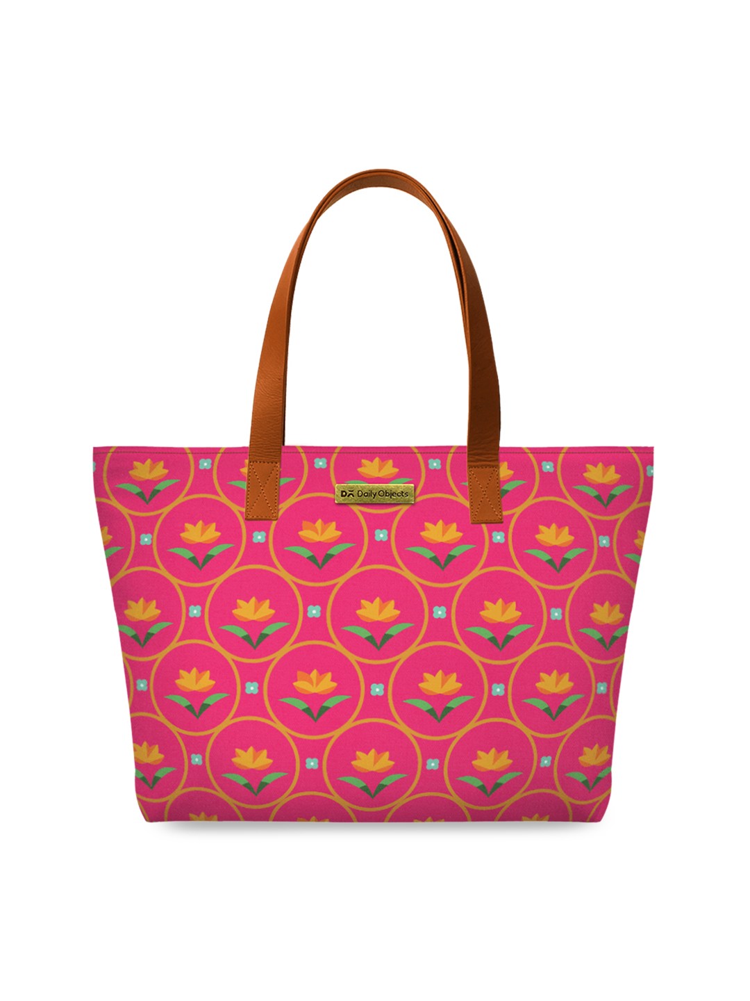 

DailyObjects Pink & Yellow Floral Printed Tote Bag